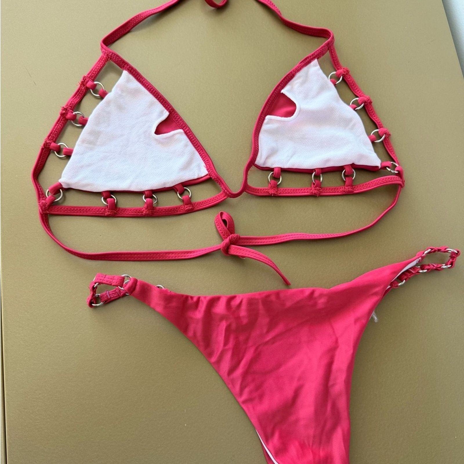 Other New Y2K Red Halter Bikini Swimsuit Set size XS Size ONE SIZE - 12 Thumbnail