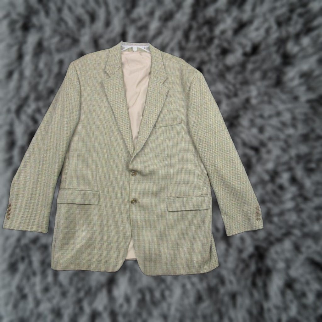 Ralph Lauren Lauren Ralph Lauren Blazer Mens 46 Long Brown Houndstooth Wool Sport Coat Jacket Size 46R - 1 Thumbnail