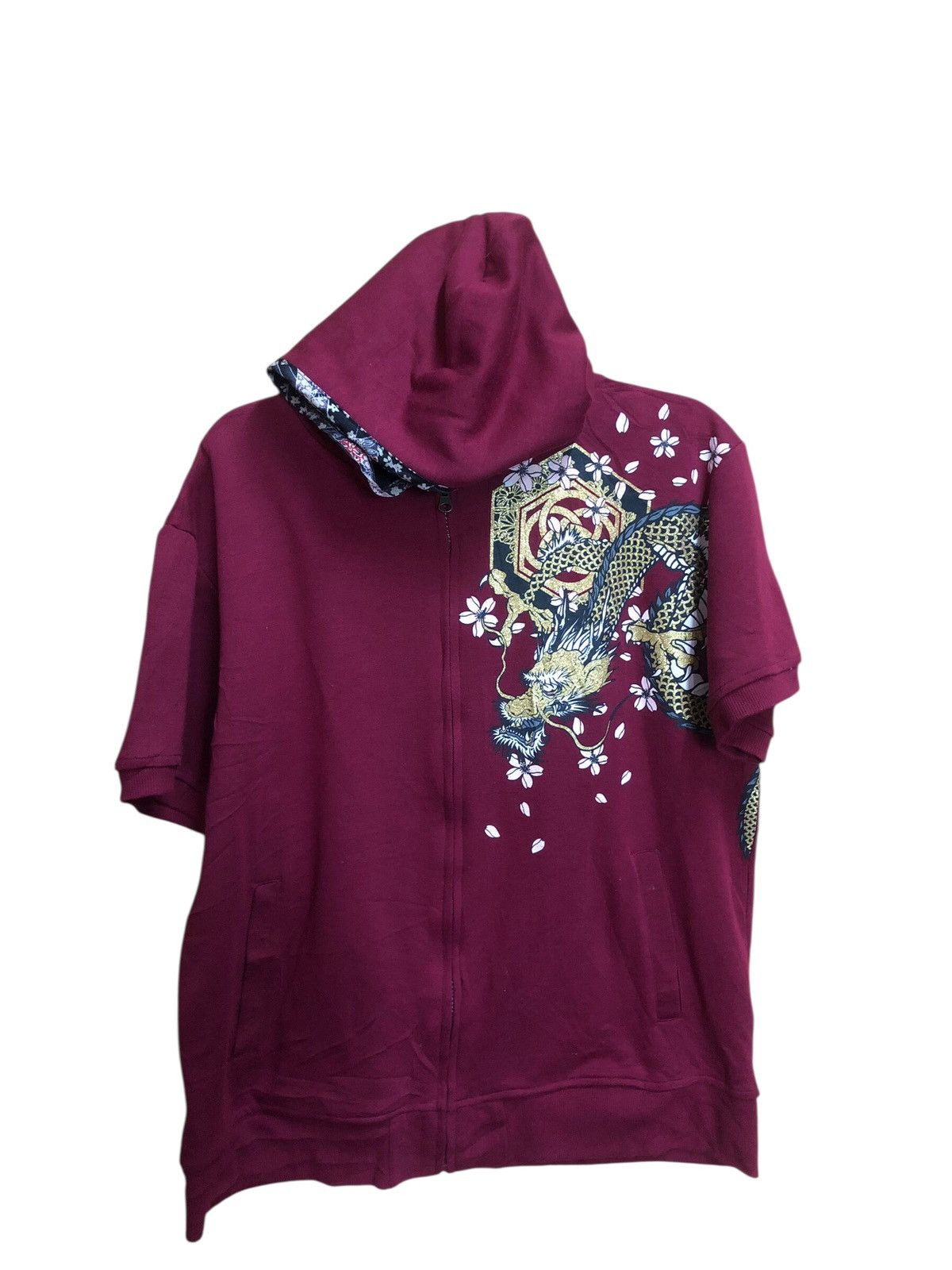 Japanese Brand Karakuri Tamashi Dragon Print Short Sleeve Hoodie Size US M / EU 48-50 / 2 - 2 Thumbnail