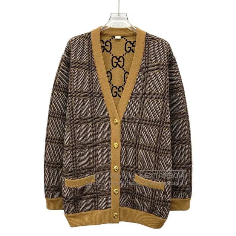 Gucci Gucci Colour block logo jacquard full-print wool V-neck si Size M / US 6-8 / IT 42-44 - 3 Thumbnail