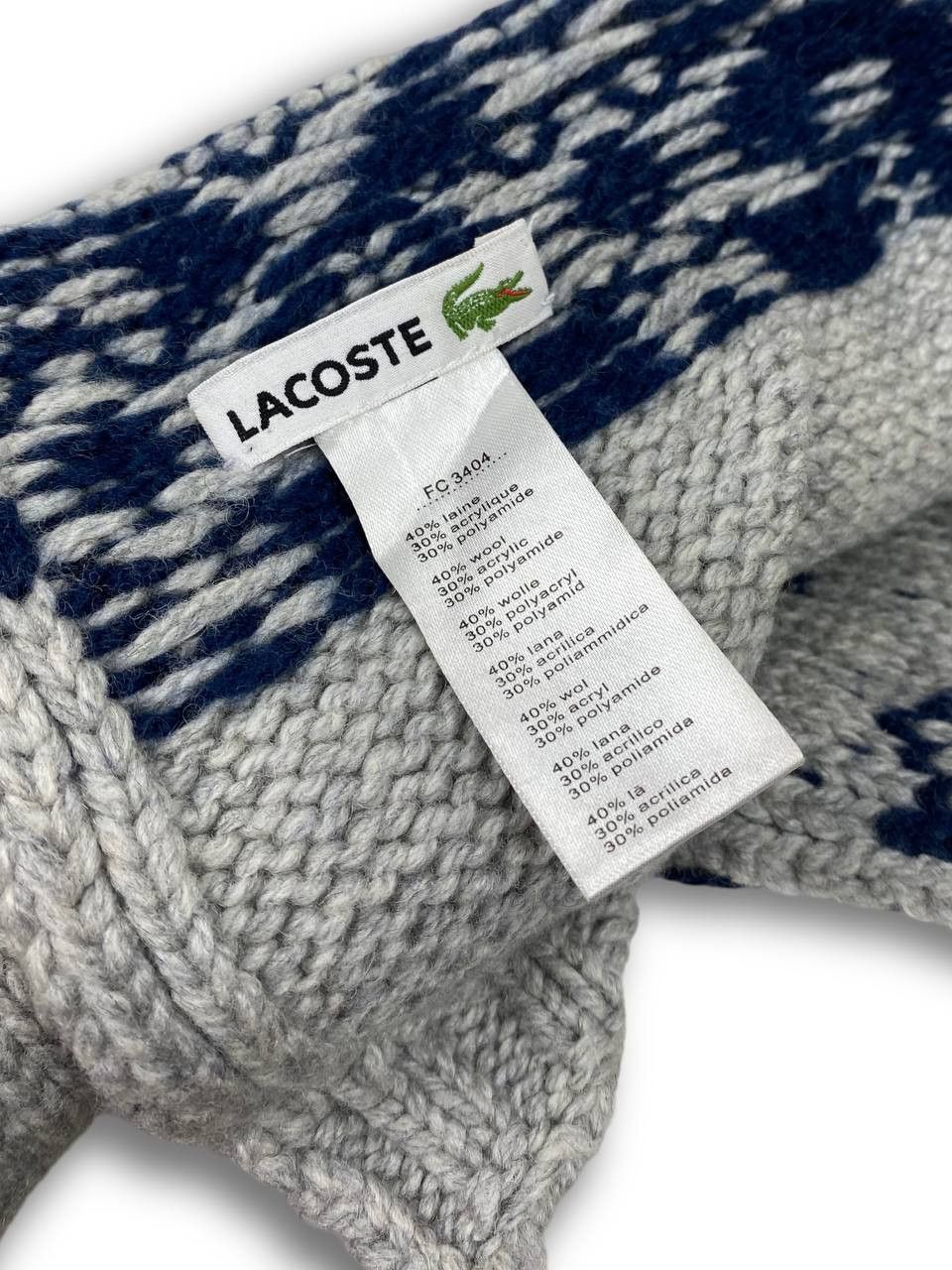 Lacoste Vintage LACOSTE Big Logo Wool Knit Scarf M513 Size ONE SIZE - 3 Thumbnail