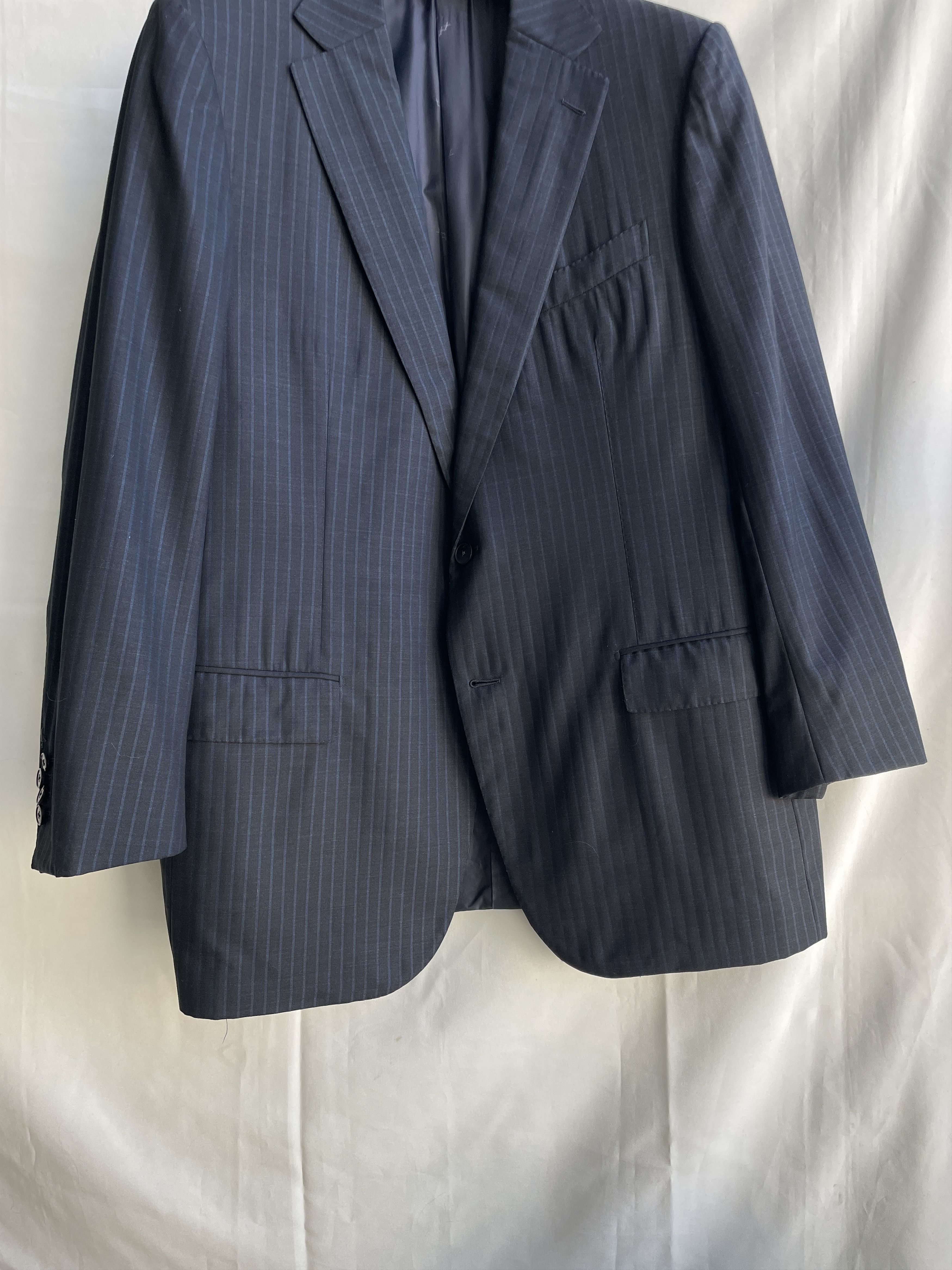 Ermenegildo Zegna Ermenegildo Zegna Couture Striped Navy Wool Suit Jacket Size 46R - 6 Thumbnail
