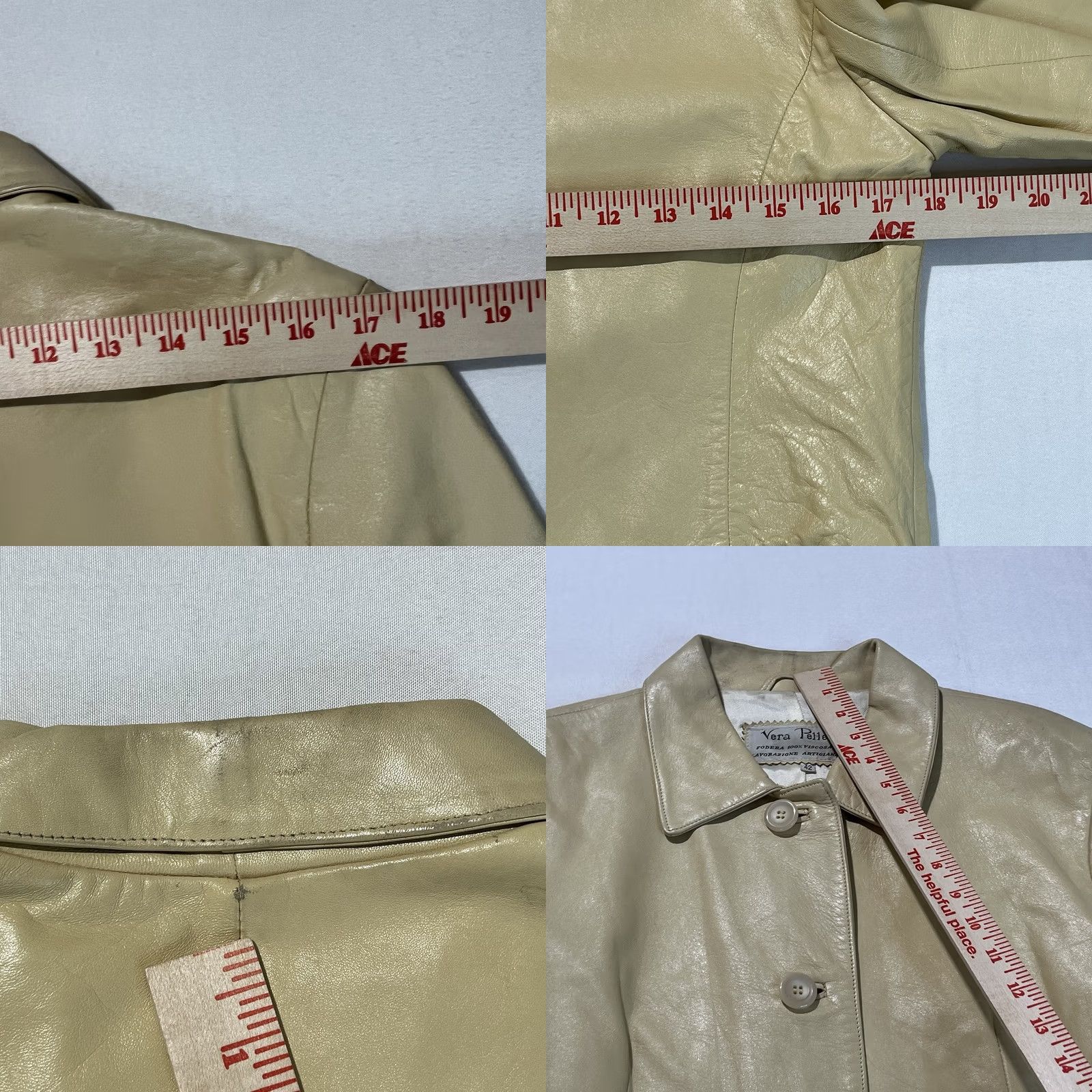 Vera Pelle Vera Pelle Leather Jacket Women M Beige 42 Italian Made in Italy Size M / US 6-8 / IT 42-44 - 9 Thumbnail