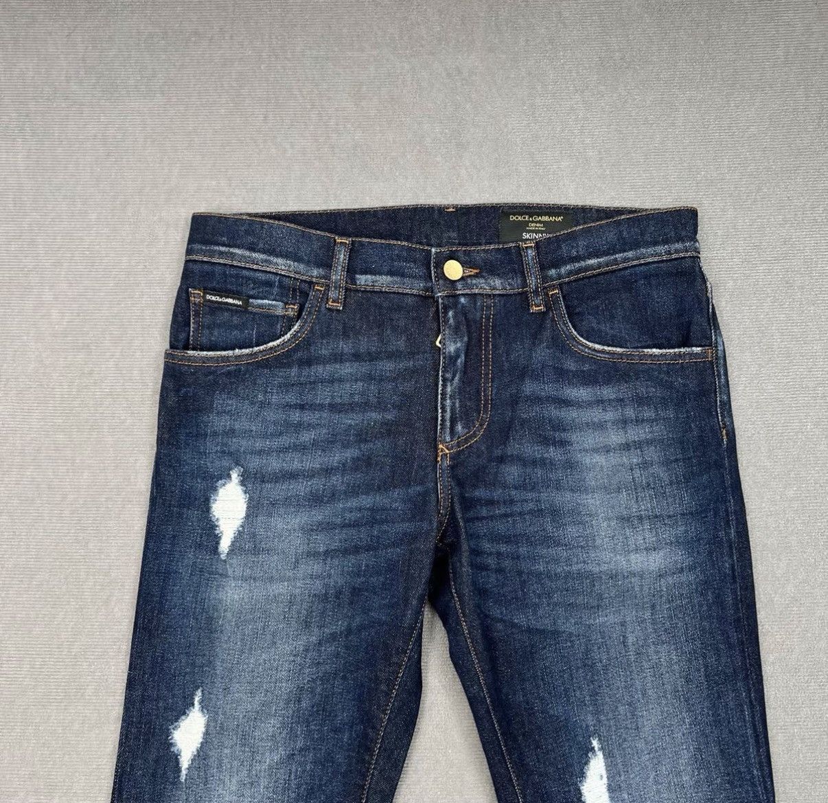 Dolce & Gabbana Dolce & Gabbana Gold-Tag Distressed Washed Denim Jeans Size US 32 / EU 48 - 3 Thumbnail