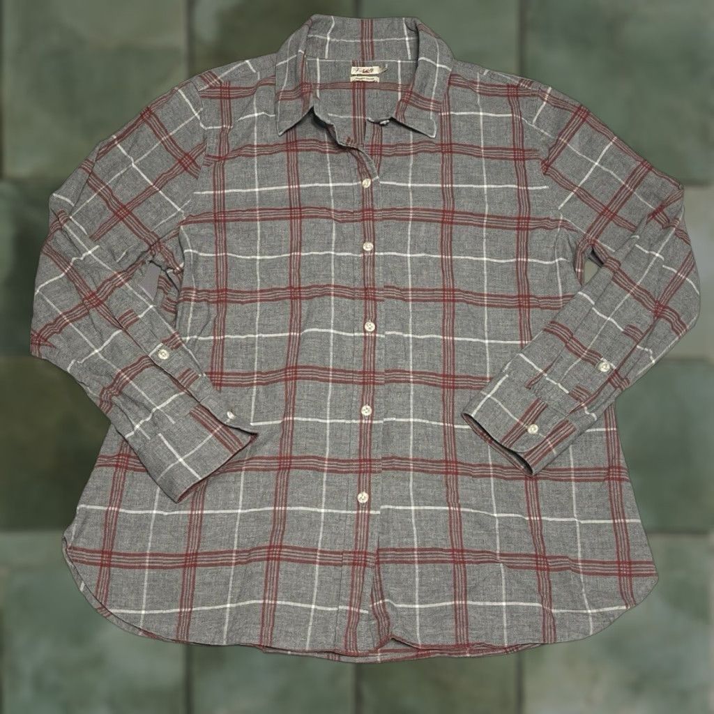 Faherty Faherty Malibu Shirt Women L Gray Red Juliet Plaid Button-Up Organic Cotton Regular Button-Up Shirt Women L Gray Red Juliet Plaid Size L / US 10 / IT 46 - 1 Thumbnail