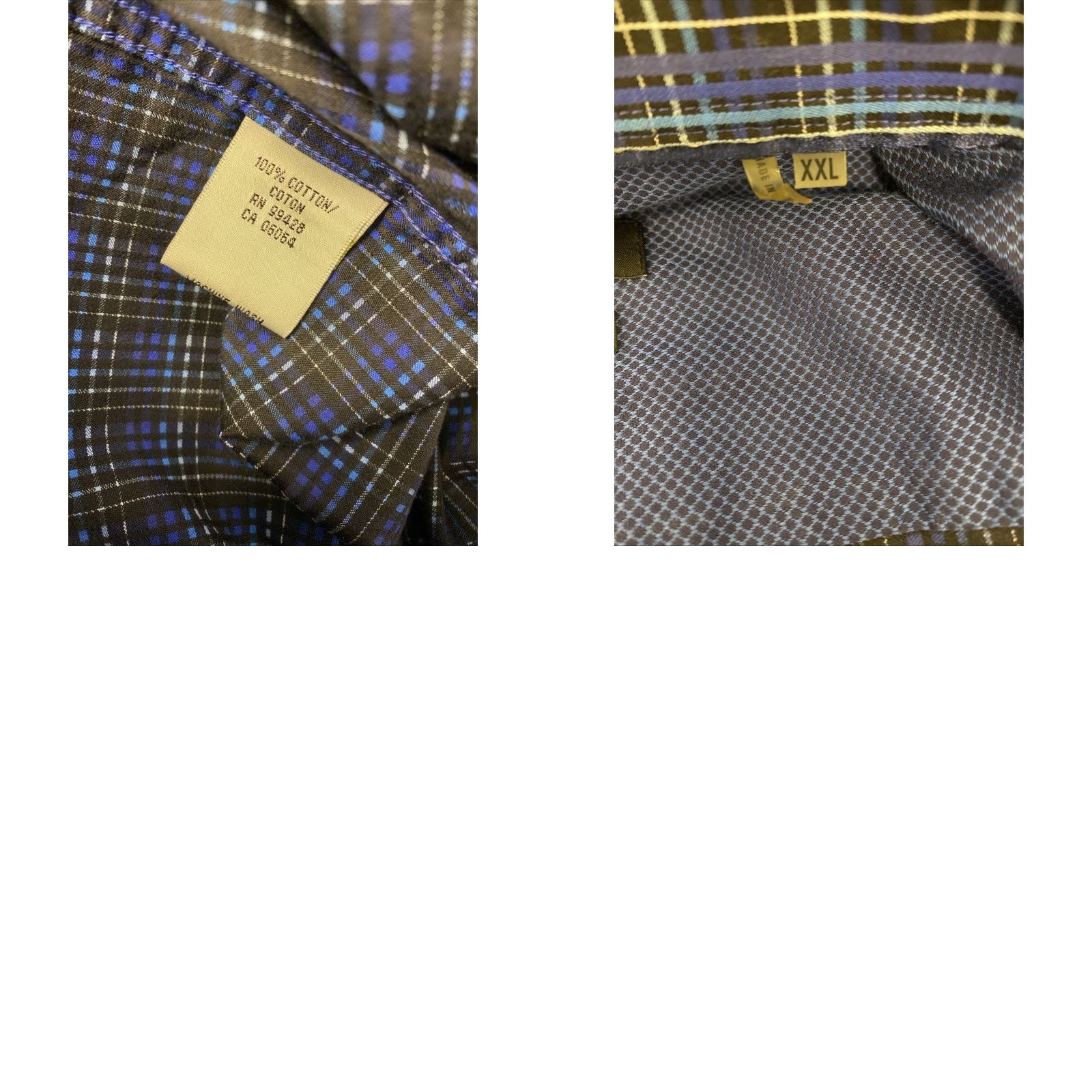 BUGATCHI BUGATCHI Button Shirt Mens XXL Slim Blue Plaid Long Sleeve Cotton Button-Up Collared Shirt Size US XXL / EU 58 / 5 - 8 Thumbnail