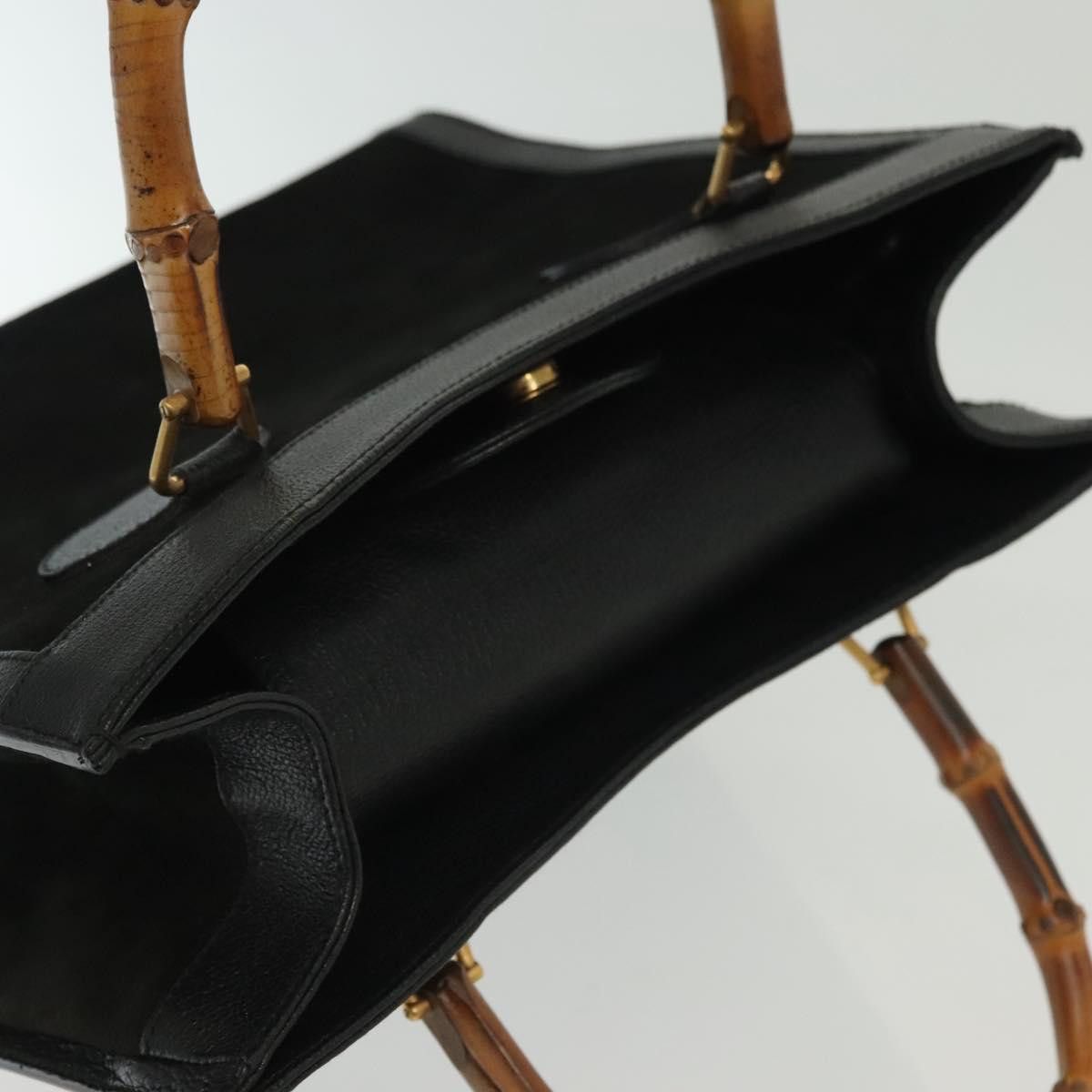 Gucci GUCCI Bamboo Hand Bag Suede Black Gold 002 1186 002 1186 Size ONE SIZE - 6 Thumbnail