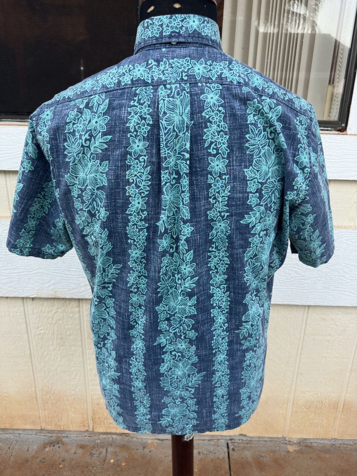 Reyn Spooner Classic Blue/Green Hawaiian Print Men's S
