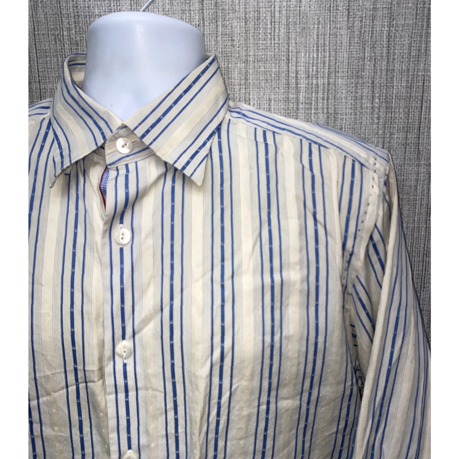 Tommy Bahama Tommy Bahama Shirt Mens White Cotton Long Sleeve Button-Up Striped Size L Size US L / EU 52-54 / 3 - 2 Thumbnail