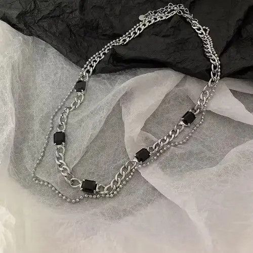 Jewelry Double Layer Cuban Chain Necklace Size ONE SIZE - 3 Thumbnail