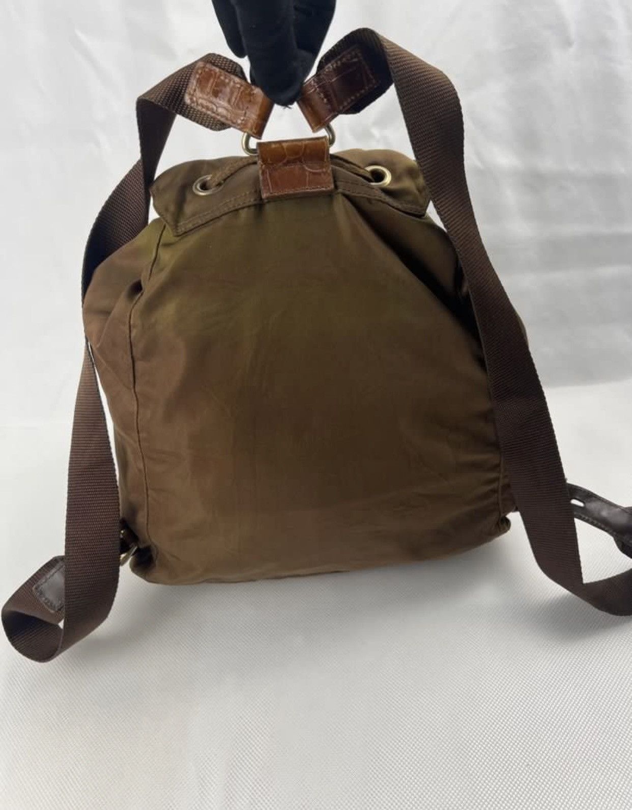 Prada Prada Tessuto Vintage Croco Embroired Leather Backpack Size ONE SIZE - 3 Thumbnail