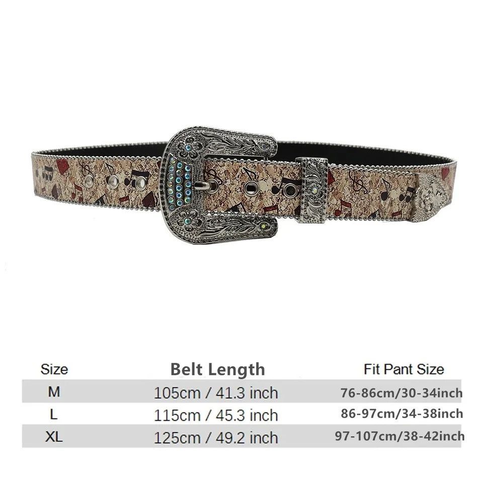 Vintage Note Graffiti surround elegant embellished Punk Bling Belt Size ONE SIZE - 6 Thumbnail