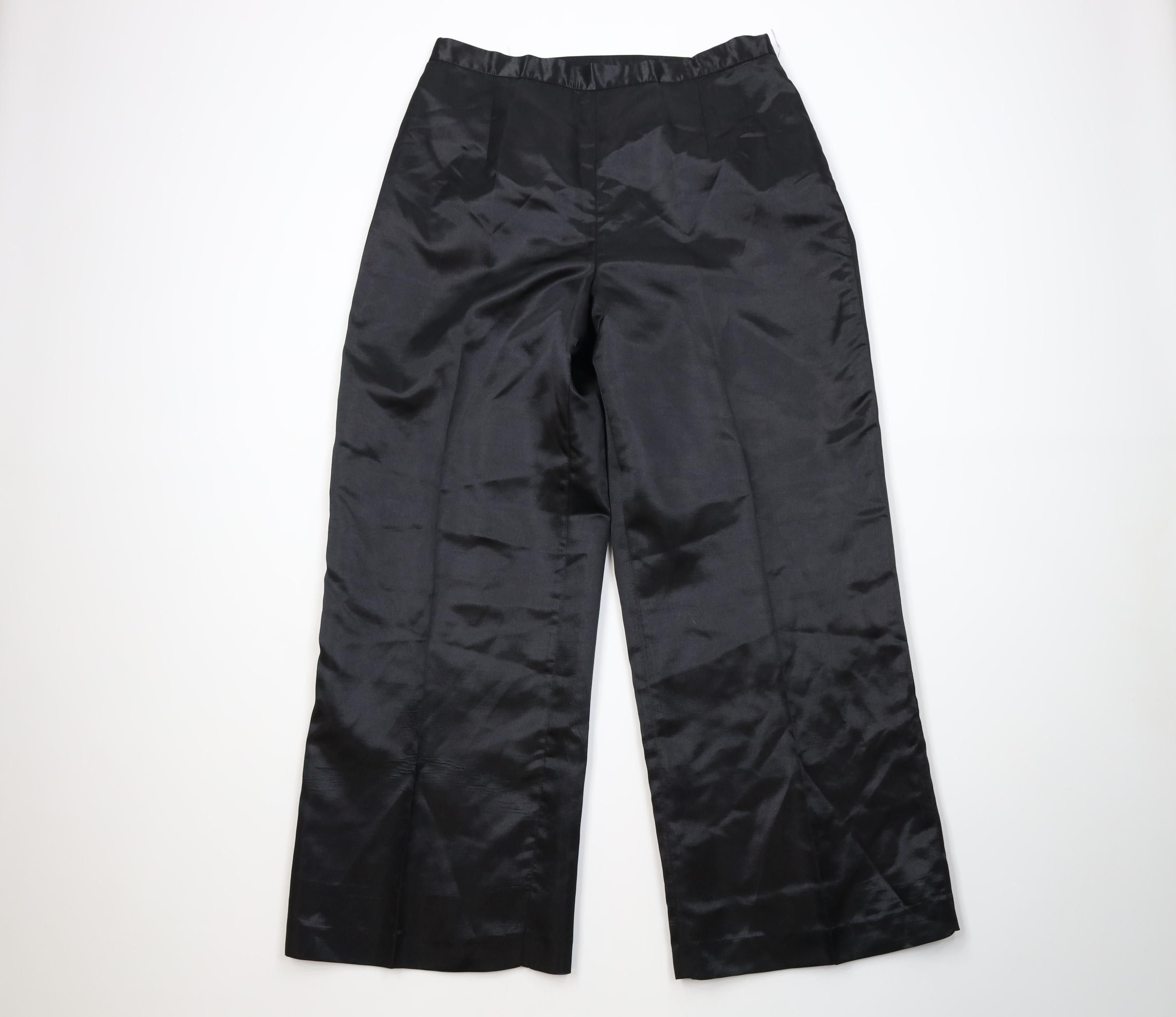 Vintage Vintage 90s Streetwear Polyester Super Wide Leg Pants Black Size 40" / US 18 - 1 Thumbnail
