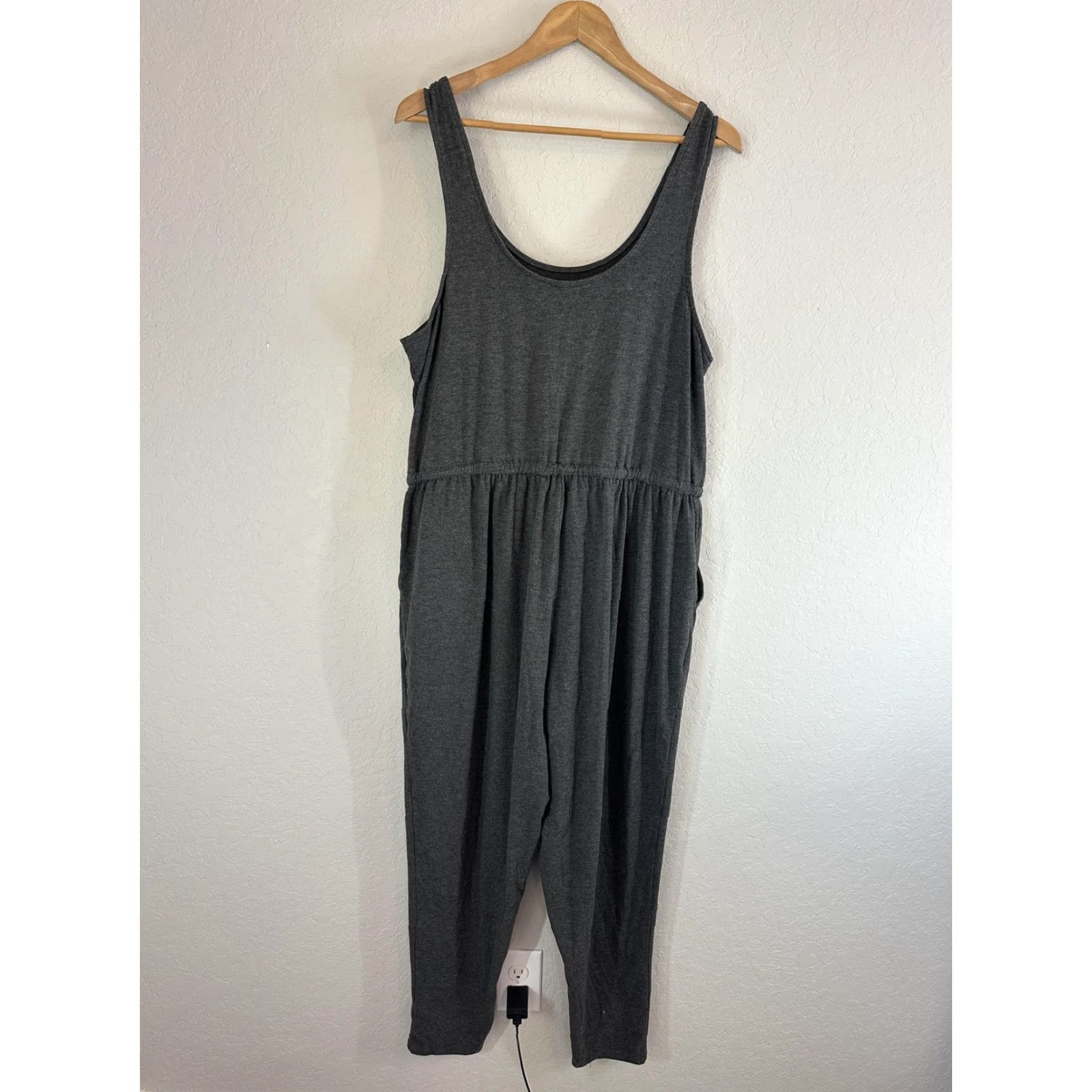 Torrid Torrid Jumpsuit Womens Plus Size 1 Gray Sleeveless Jersey Pockets Drawstring Waist Casual One-Piece Size XS / US 0-2 / IT 36-38 - 6 Thumbnail