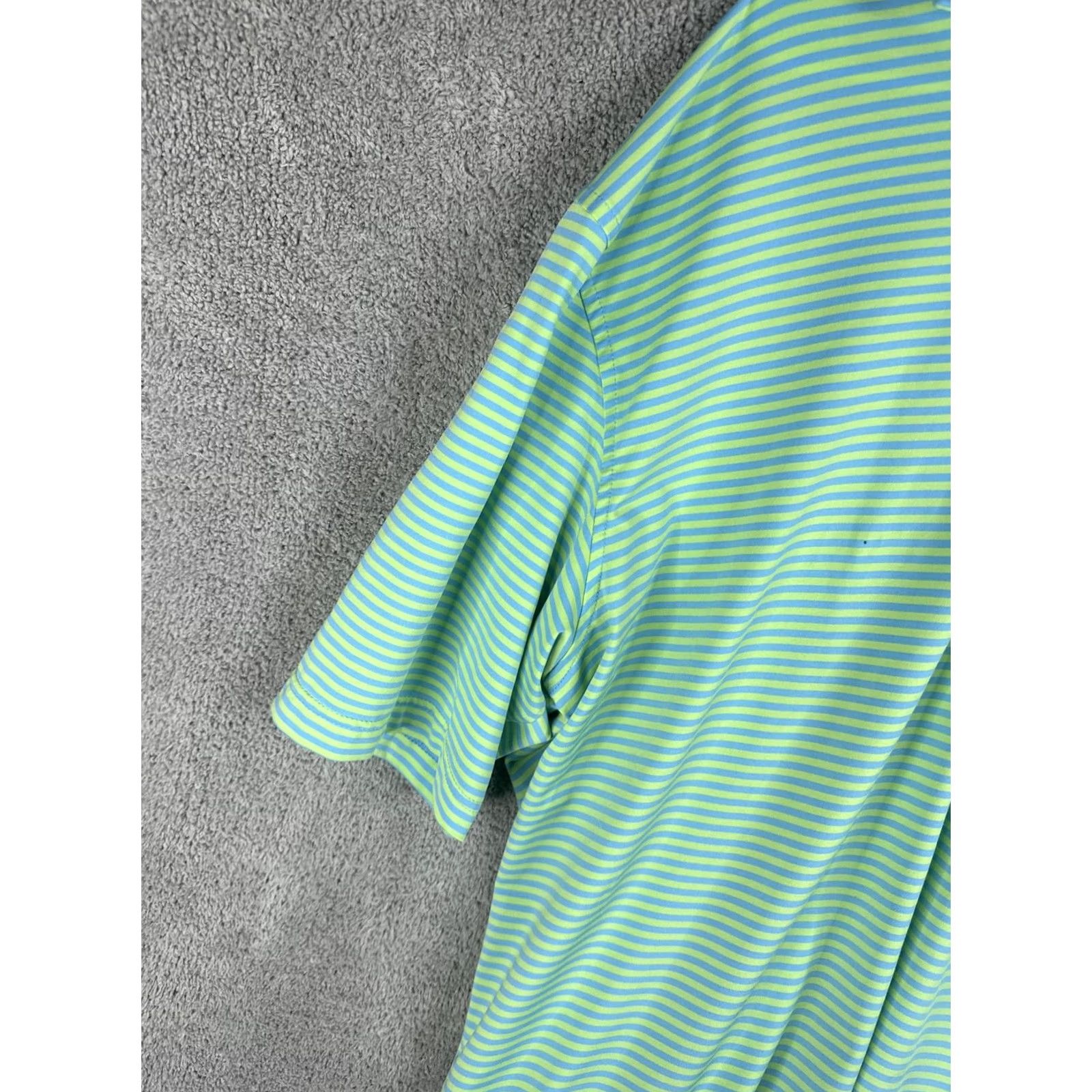 Peter Millar Peter Millar Polo Shirt Mens 2XL Green Blue Stripe Golf Performance Short Sleeve Size US XXL / EU 58 / 5 - 2 Thumbnail