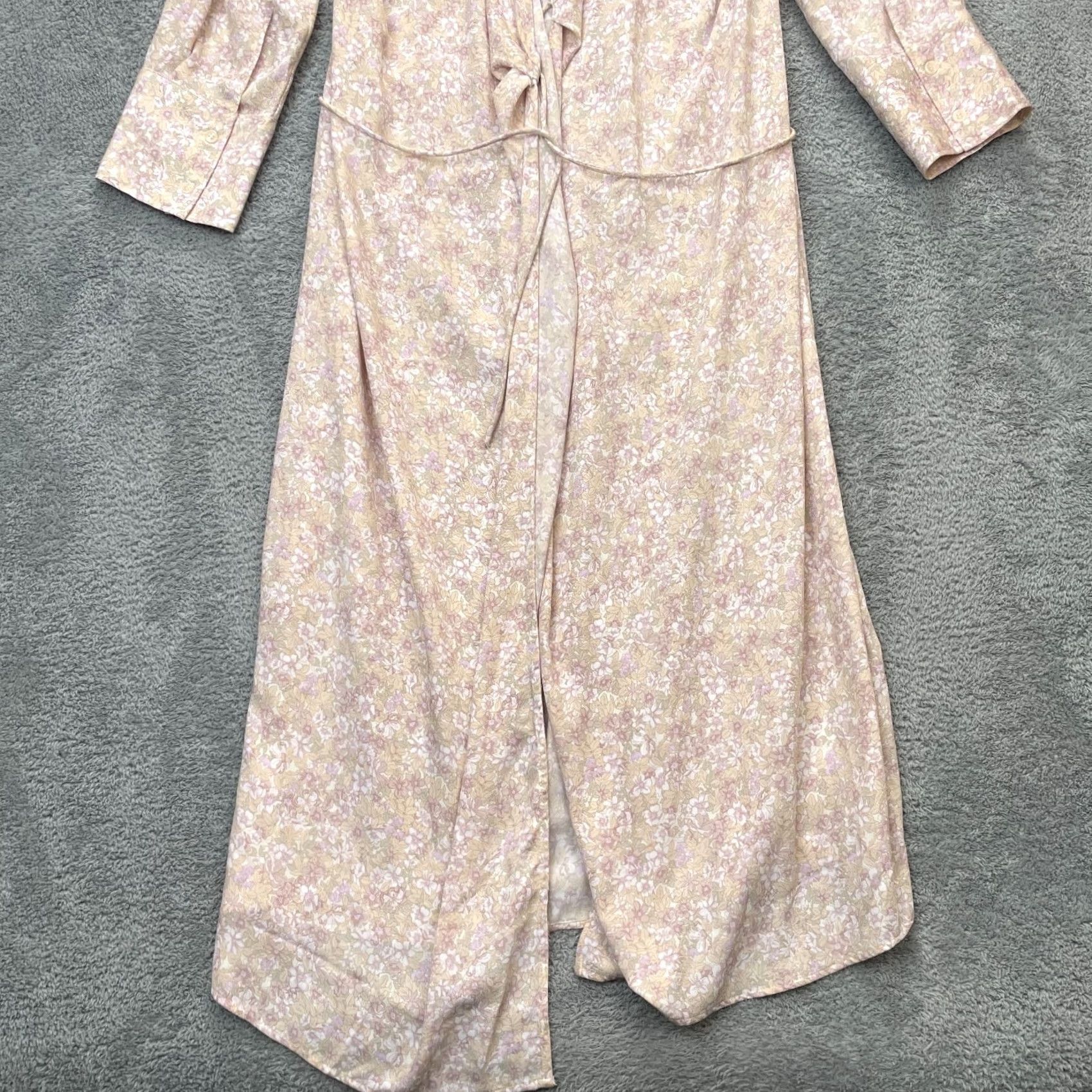 H&M H&M Robe Womens Large Pink Floral Tie Waist Open Front Sleepwear Size ONE SIZE - 6 Thumbnail