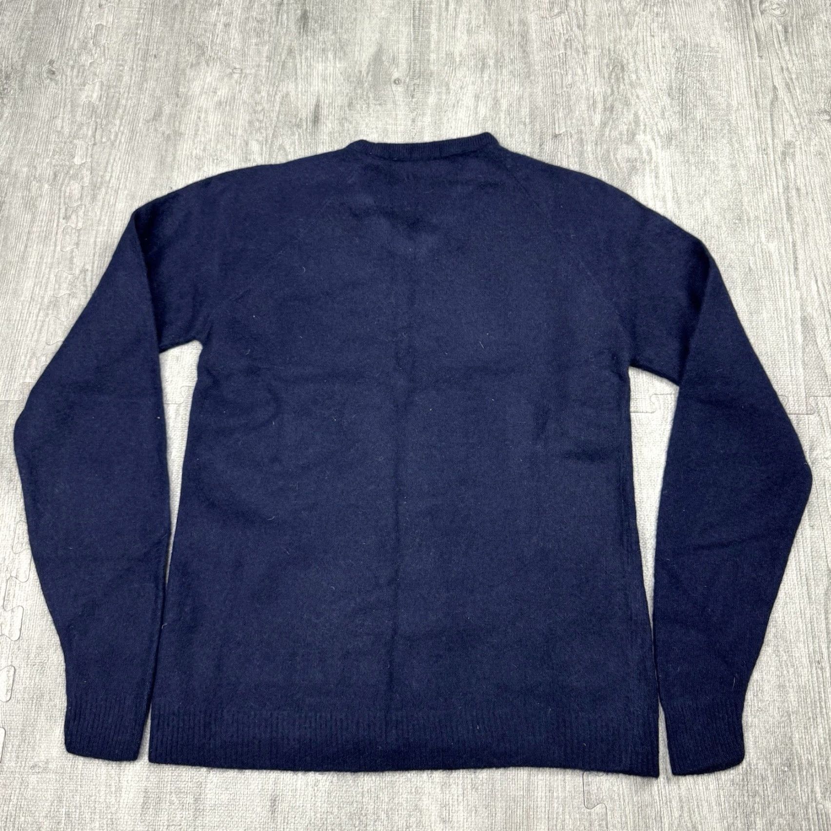 VINTAGE Bond Sweater XL Navy Blue 100% Lambswool V-Neck Soft Knit Pullover Preppy 50s Tailored Mens
