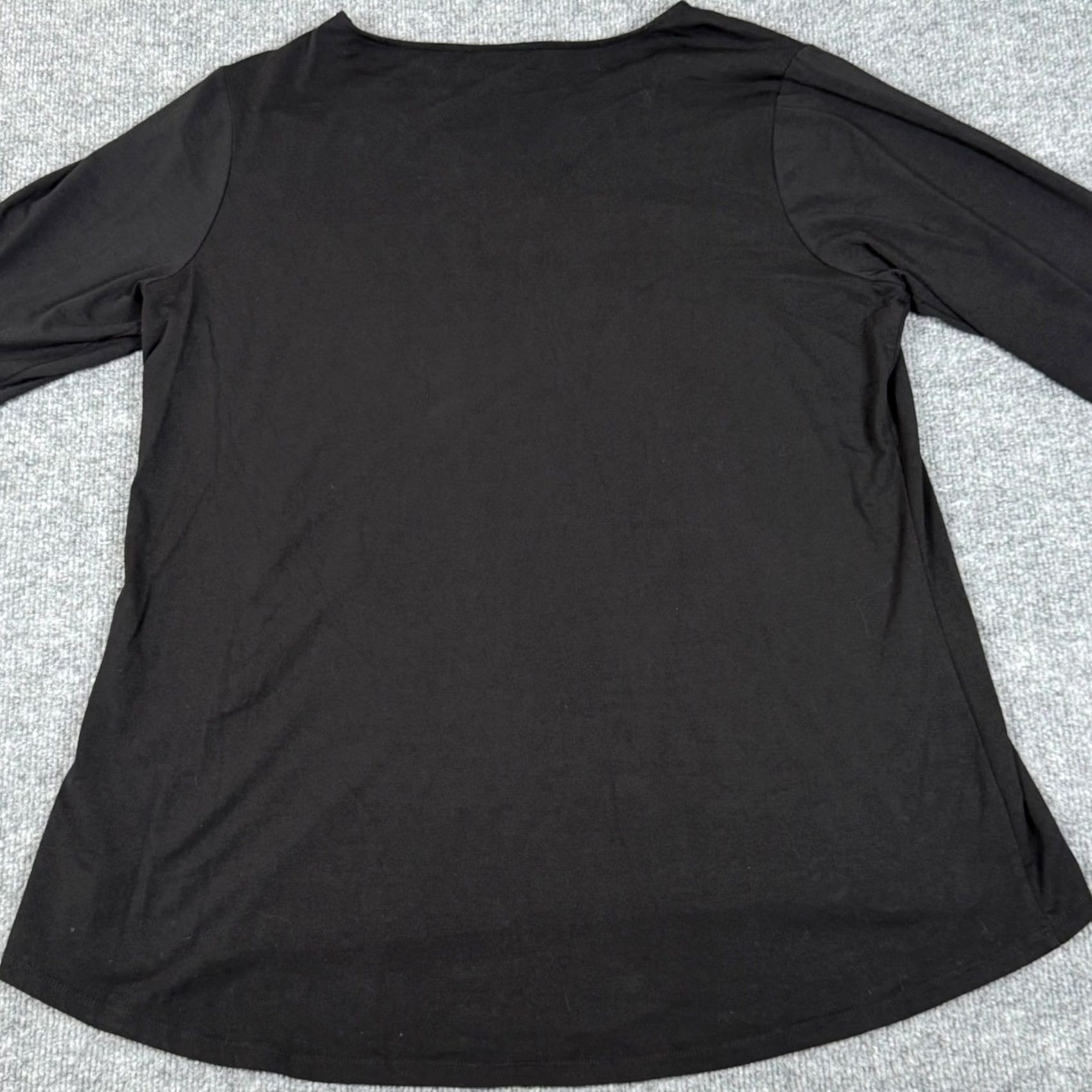 Vintage Susan Graver Weekend Tunic Top Black 3/4 Sleeve Rhinestone V-Neck Animal Print Relaxed XXL? Size L / US 10 / IT 46 - 3 Thumbnail