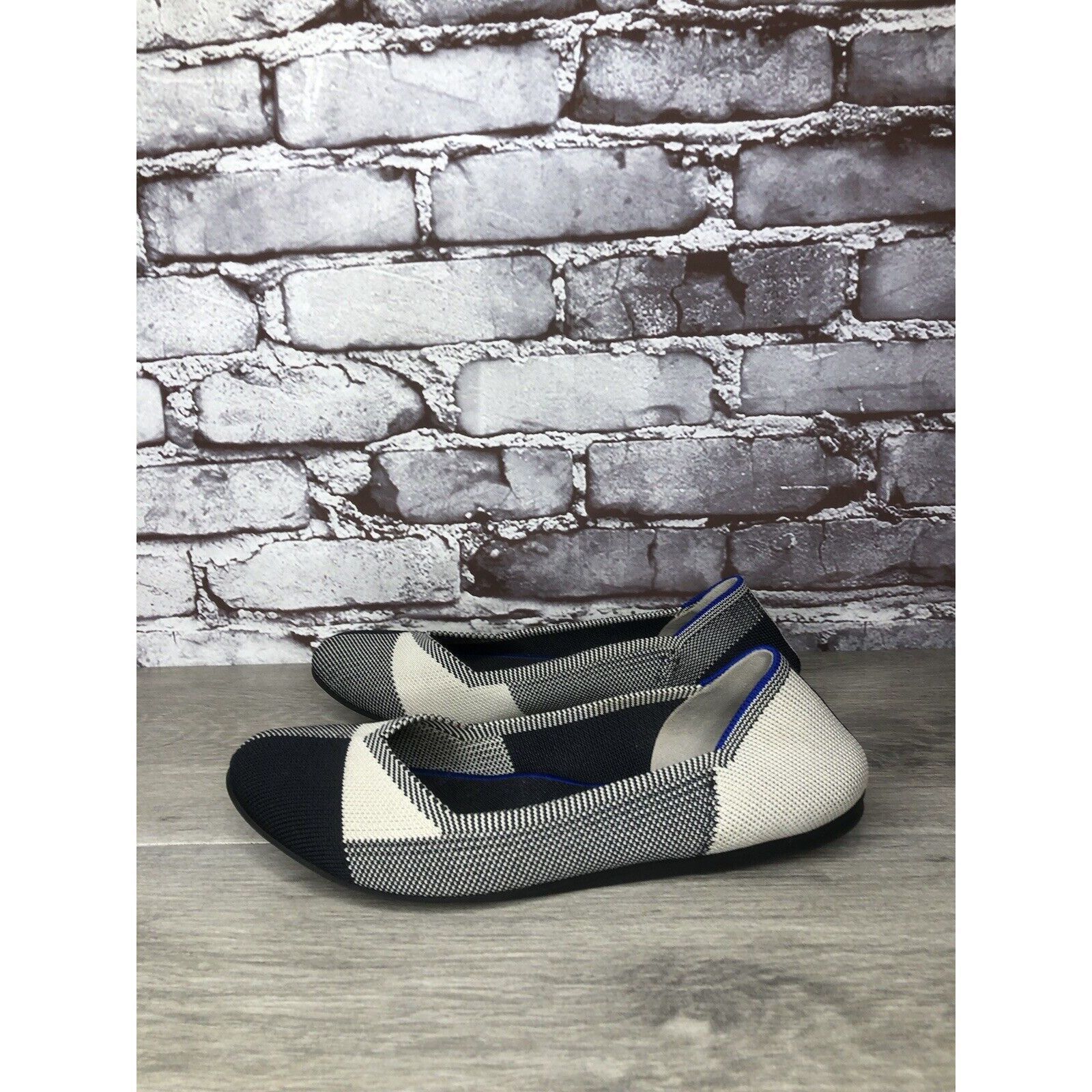 Other Rothy’s The Flat Captoe Dove Grey Black Plaid Knit Round Bal Size US 9 / IT 39 - 13 Thumbnail