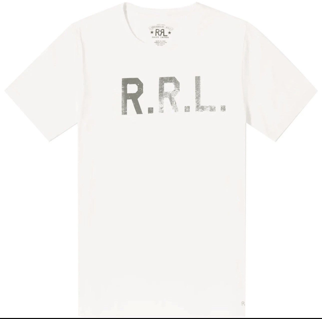 Size L - Double RL Logo Jersey Crewneck T-Shirt White RRL