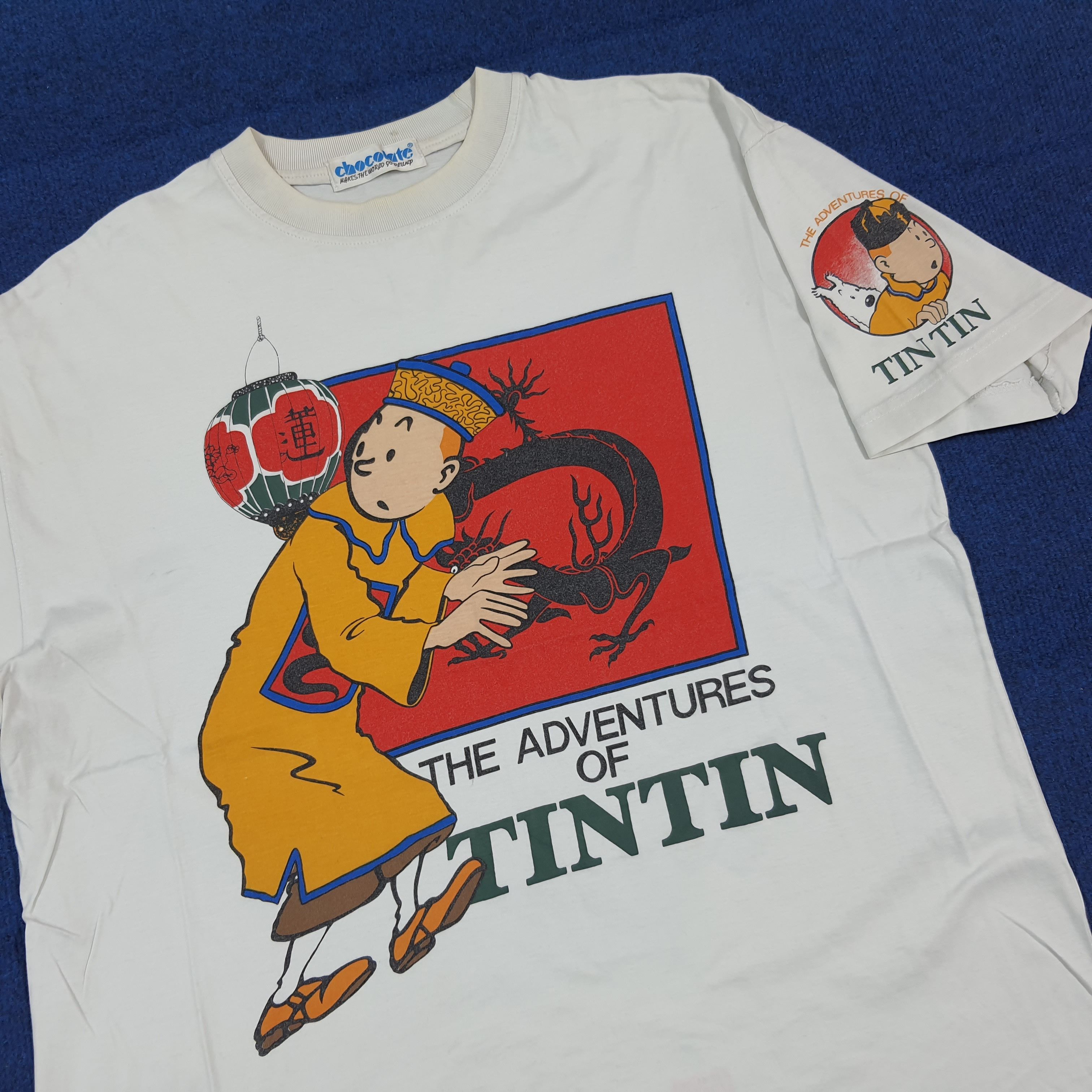 Vintage Vintage Adventure of Tintin American Graphic Tshirt C299N10 Size US L / EU 52-54 / 3 - 2 Thumbnail