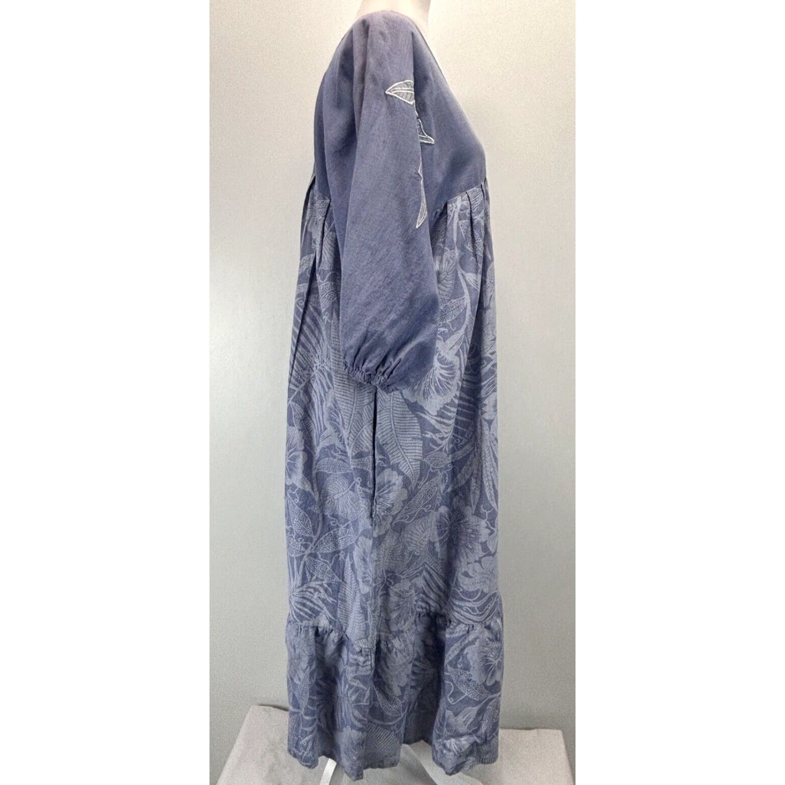Vintage VINTAGE Ramona Rull Blue Tropical Floral Cotton Midi Dress Adult Large Women Size L / US 10 / IT 46 - 4 Thumbnail