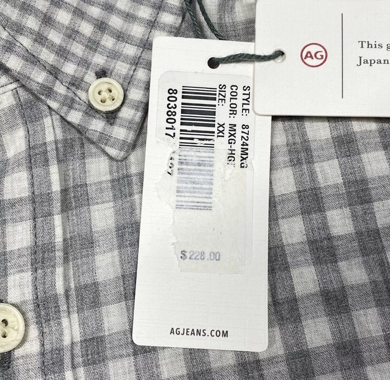 AG Adriano Goldschmied Adriano Goldschmied Shirt Mens XXL Gray Plaid Long Sleeve Size US XXL / EU 58 / 5 - 4 Thumbnail