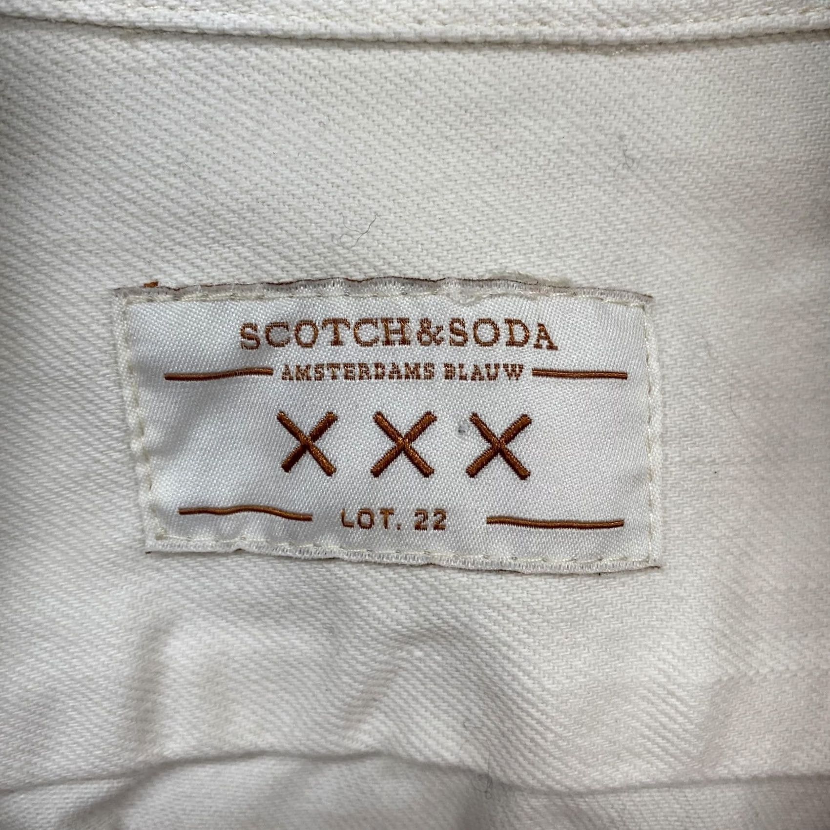 Scotch & Soda Scotch & Soda Shirt Mens Medium Ecru Amsterdams Blauw Workwear Cotton Overshirt Size US M / EU 48-50 / 2 - 6 Thumbnail