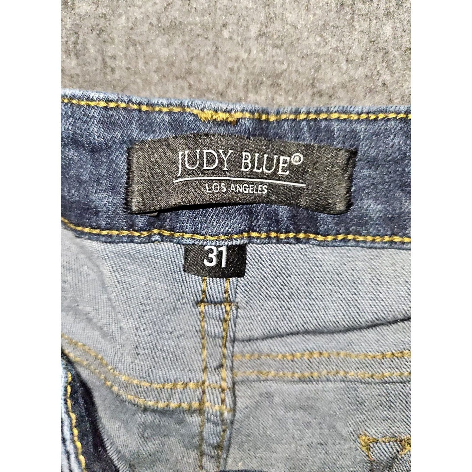 Vintage VINTAGE Judy Blue Relaxed Skinny Jeans Women's 31 Mid Rise Blue Stretch Preppy City 90s Distressed Pockets Zipper Button Logo Womens Size 24" / US 00 / IT 34 - 2 Thumbnail