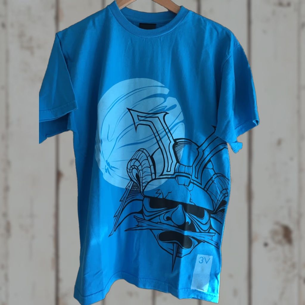 Vintage 3V Tee Shirt Blue Streetwear Warrior Graphic Tee Mens Large M Size US M / EU 48-50 / 2 - 1 Thumbnail