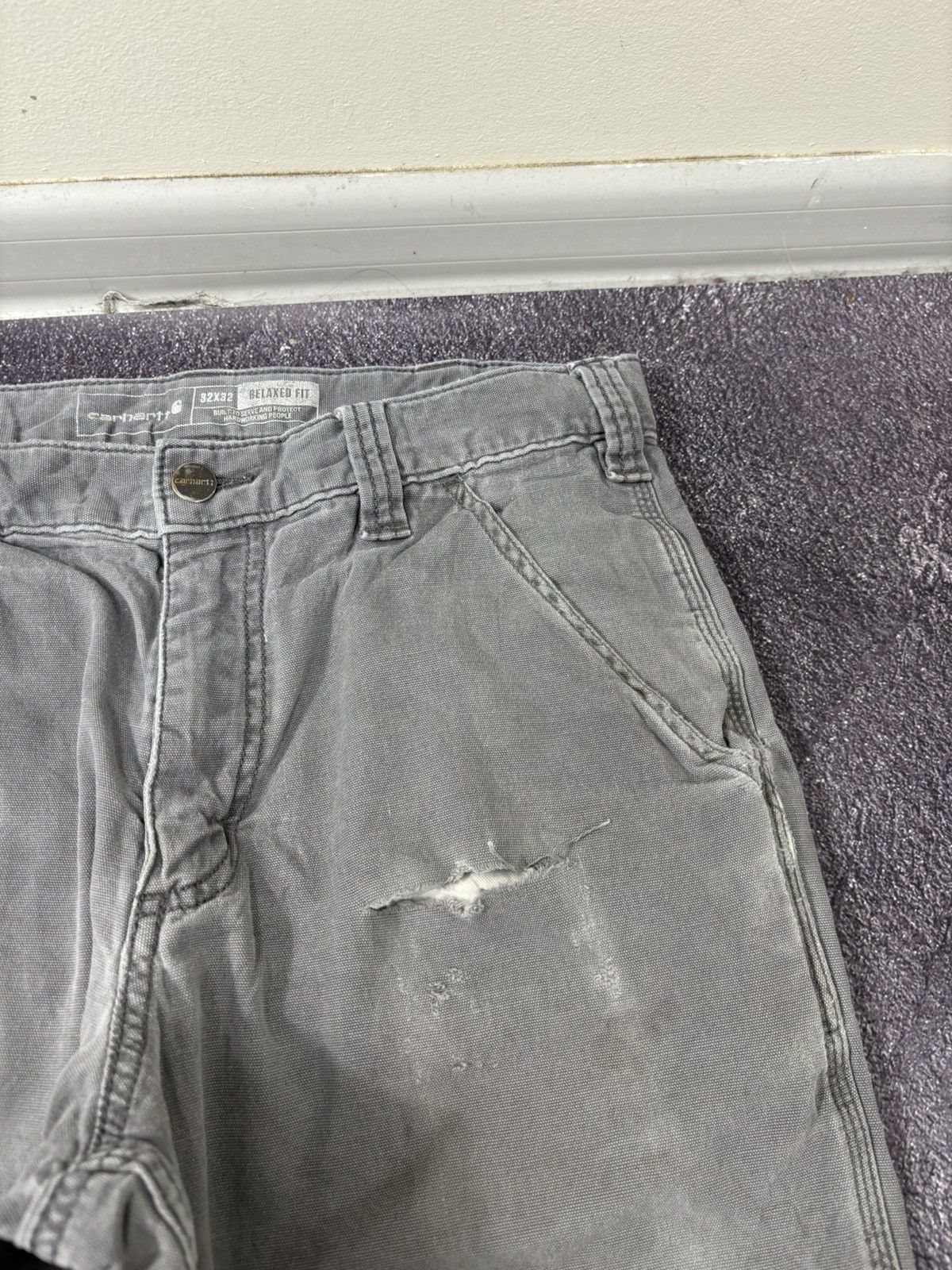 Carhartt Vintage Carhartt USA Relaxed Fit Gray Canvas Work Pants Size US 32 / EU 48 - 14 Thumbnail