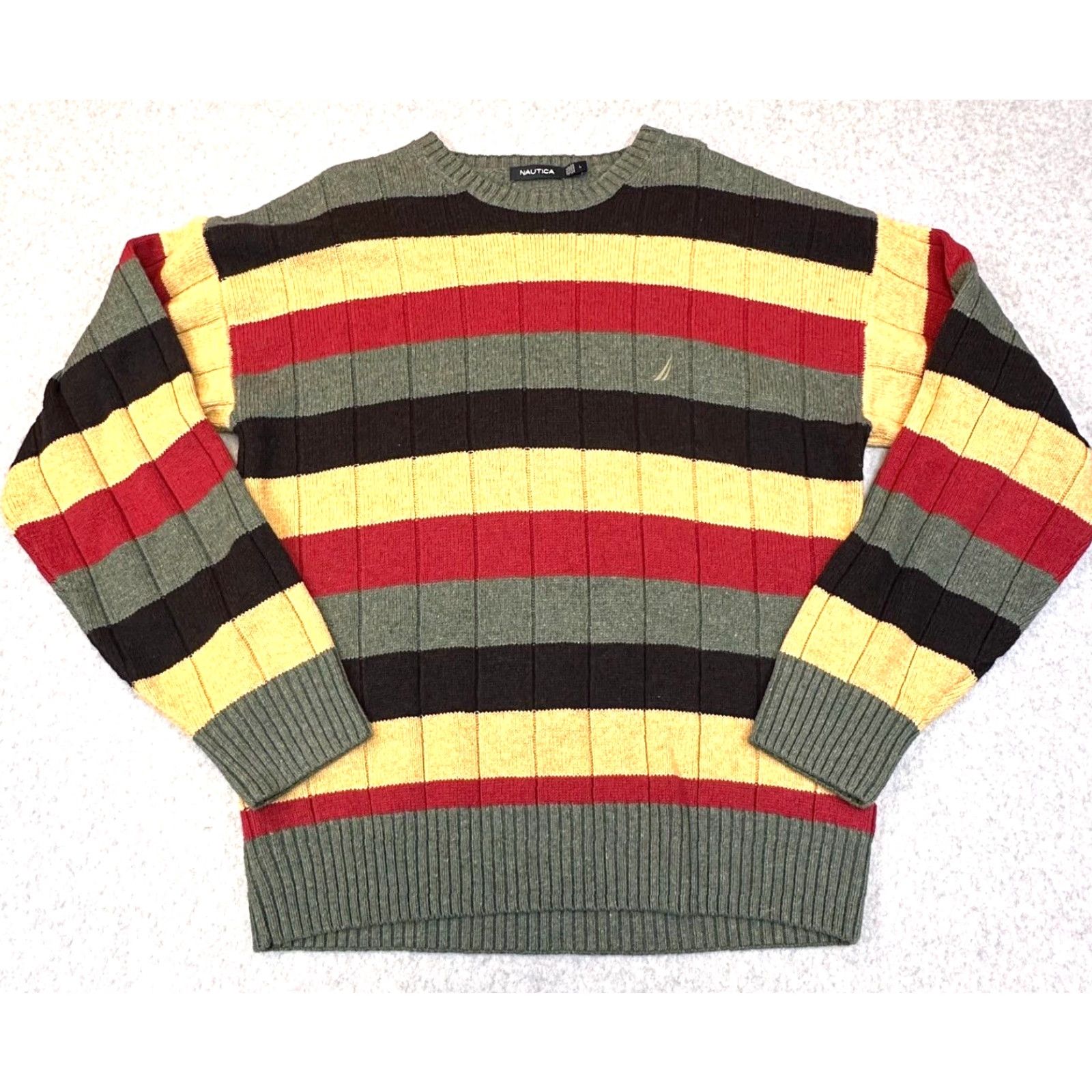 Nautica Nautica Mens Large Striped Ribbed Wool Cotton Acrylic Blend Sweater Size US L / EU 52-54 / 3 - 2 Thumbnail