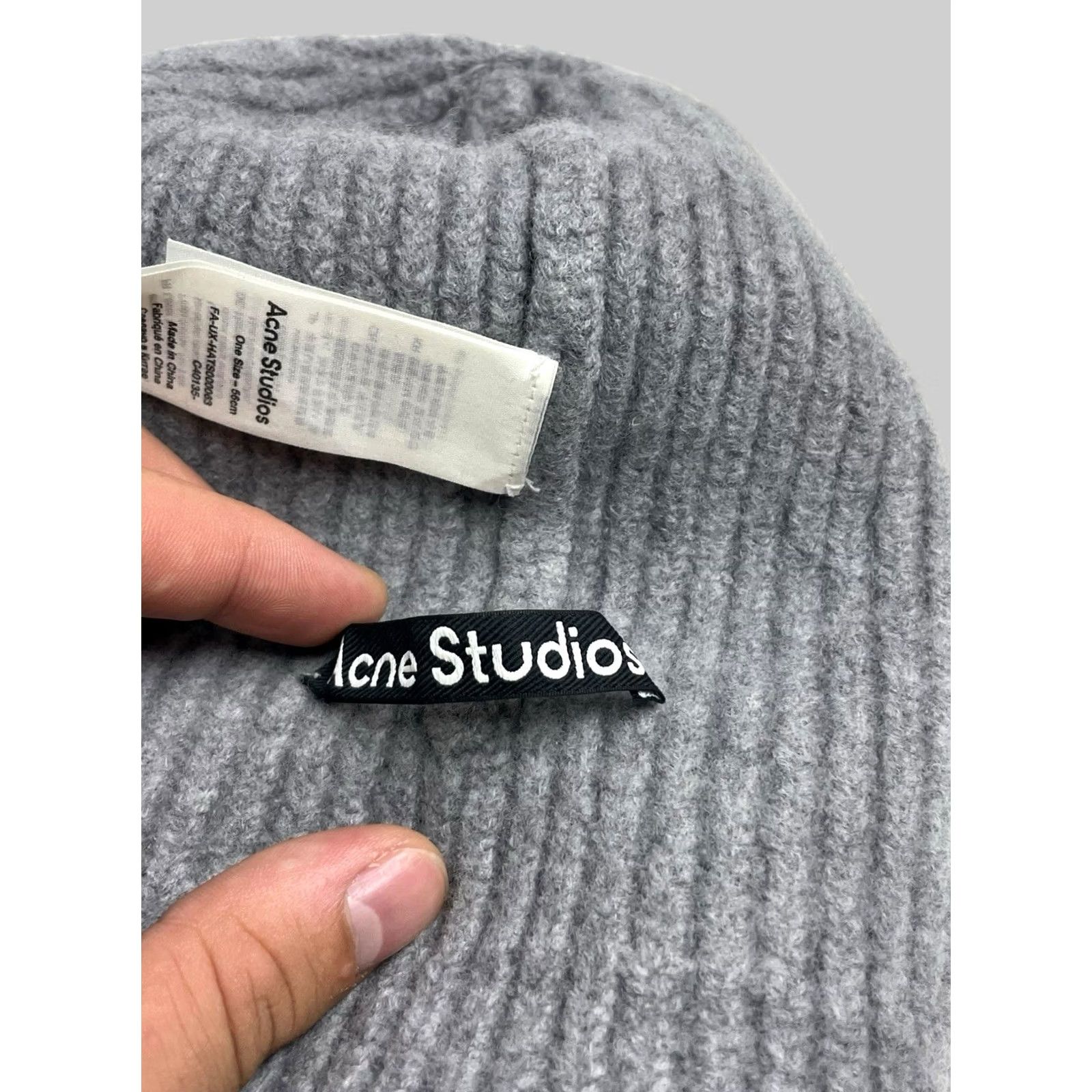 Acne Studios Acne Studios Beanie Wool Hat Men One Size Gray Wool Beanie Winter Fall Spring Casual Mens Size ONE SIZE - 7 Thumbnail