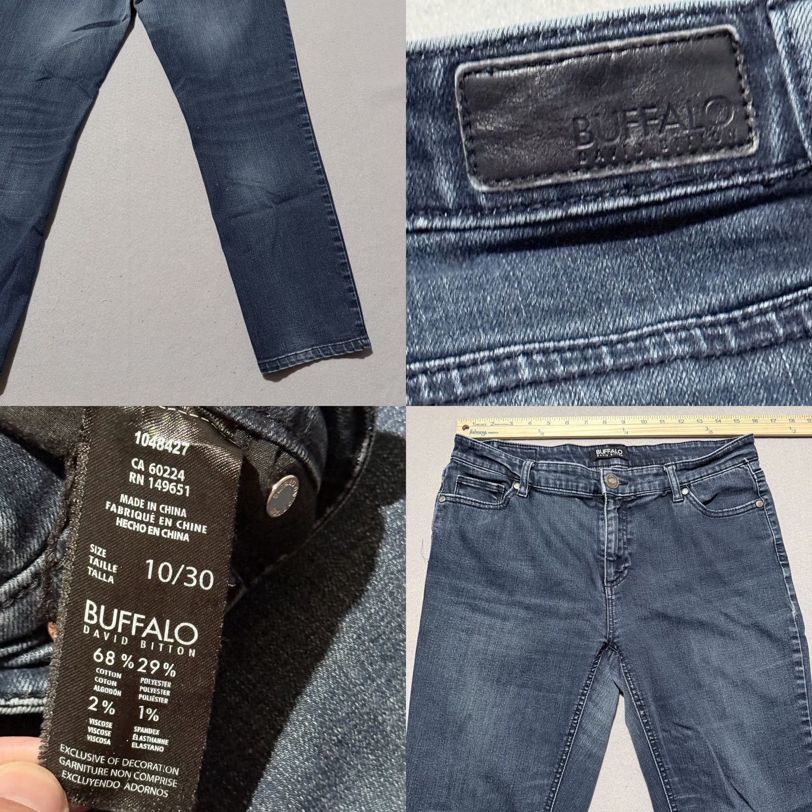 Buffalo David Bitton Buffalo David Bitton Jeans Women Blue Denim Stretch Slim Straight Zip Fly 10 Size 32" / US 10 / IT 46 - 8 Thumbnail