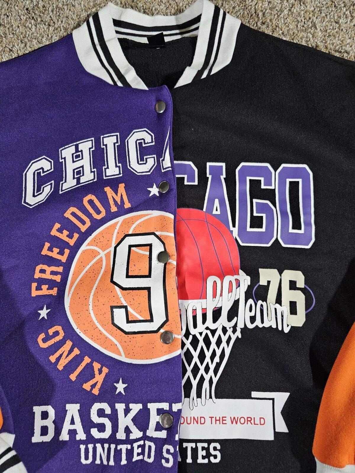 Shein Chicago Basketball Dual Sided SHEIN Retro Varsity Jacket LG Size US L / EU 52-54 / 3 - 2 Thumbnail