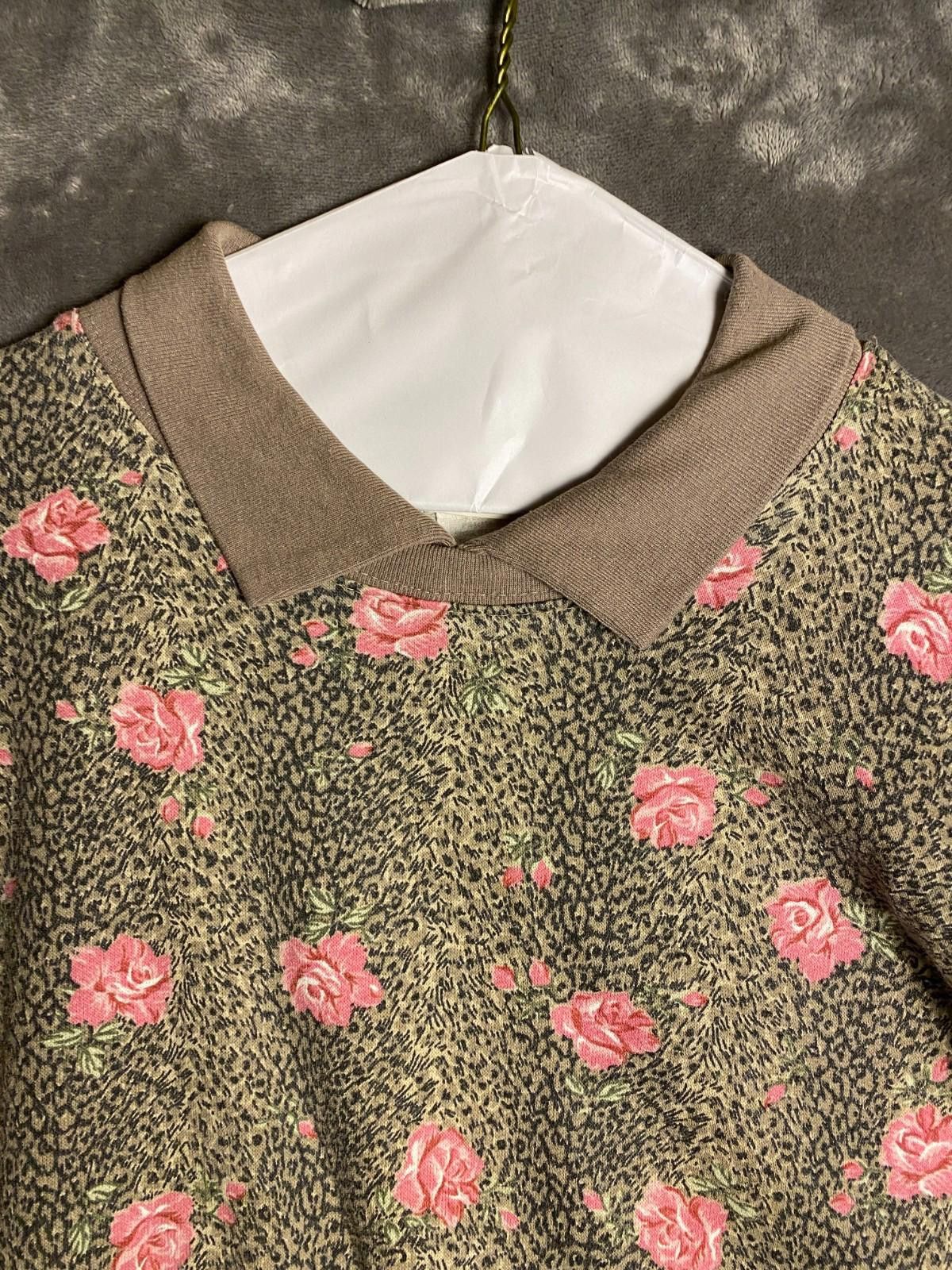 Haband 80s Haband For Her Collared Floral Brown SweatShirt Sz. L B6 Size L / US 10 / IT 46 - 3 Thumbnail