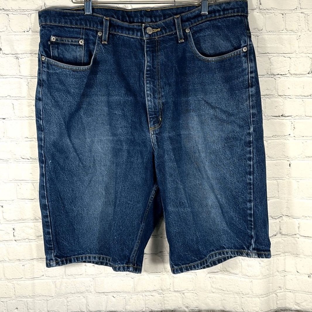 Vintage VINTAGE Polo Jeans Co Banner Short Mens 38 Blue Baggy Hip Hop Skater 12" Inseam Mens Blue Size US M / EU 48-50 / 2 - 5 Thumbnail