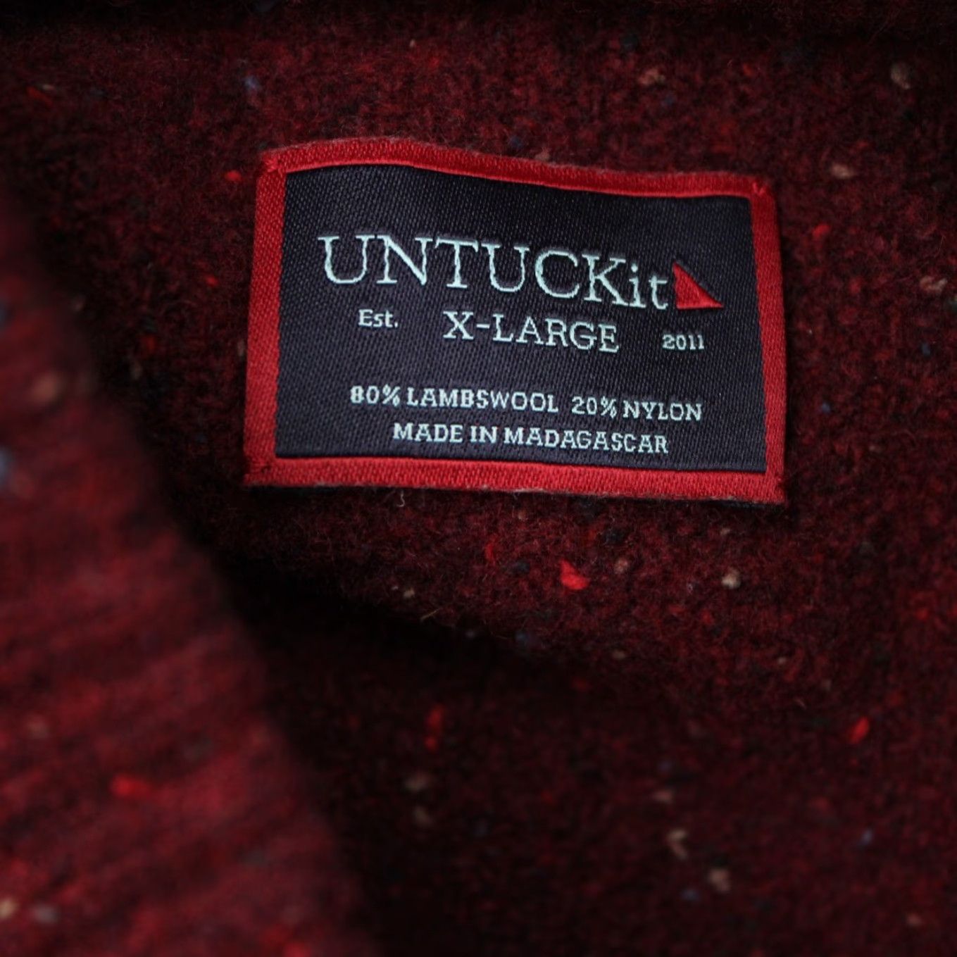UNTUCKit UNTUCKIT Sweater Mens XL Red Lambswool/Nylon Mock Neck Pullover Henley Mock Neck Size US XL / EU 56 / 4 - 6 Thumbnail
