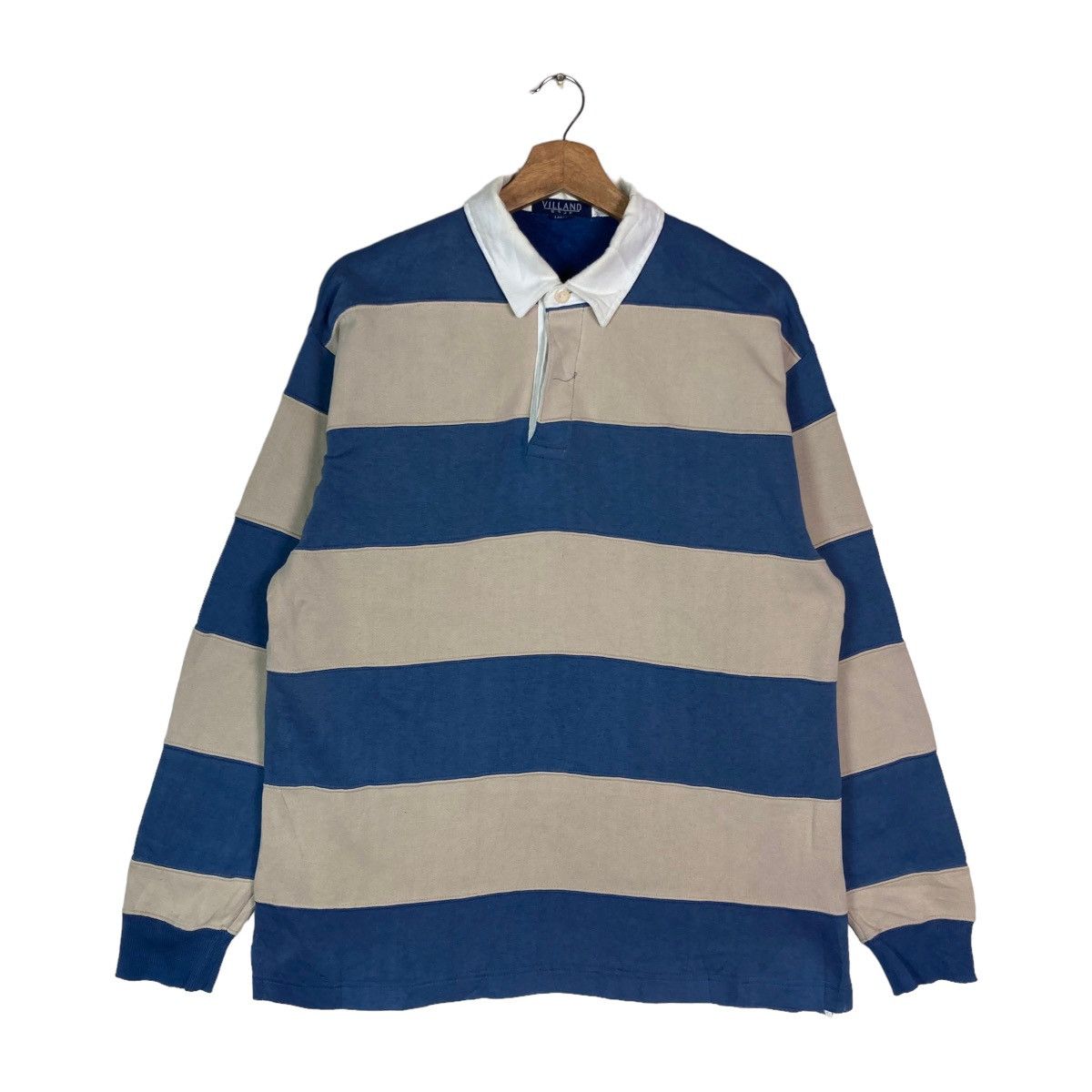 Vintage Vintage Villand Two Tone Stripe Quarter Button Sweatshirt Size US L / EU 52-54 / 3 - 1 Thumbnail