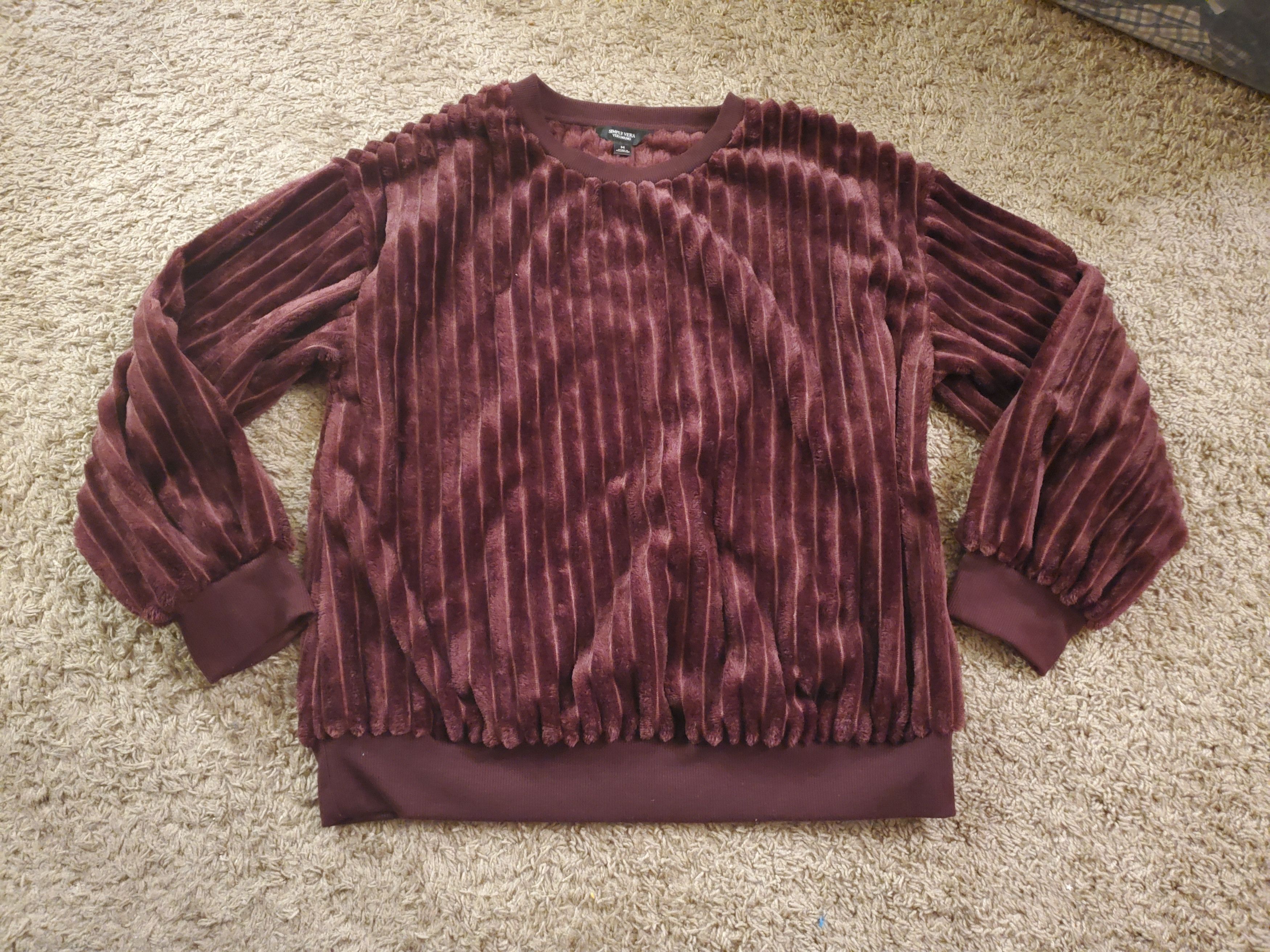 Vera Wang Vera Wang Burgundy Plush Ribbed Pullover Size M / US 6-8 / IT 42-44 - 1 Thumbnail