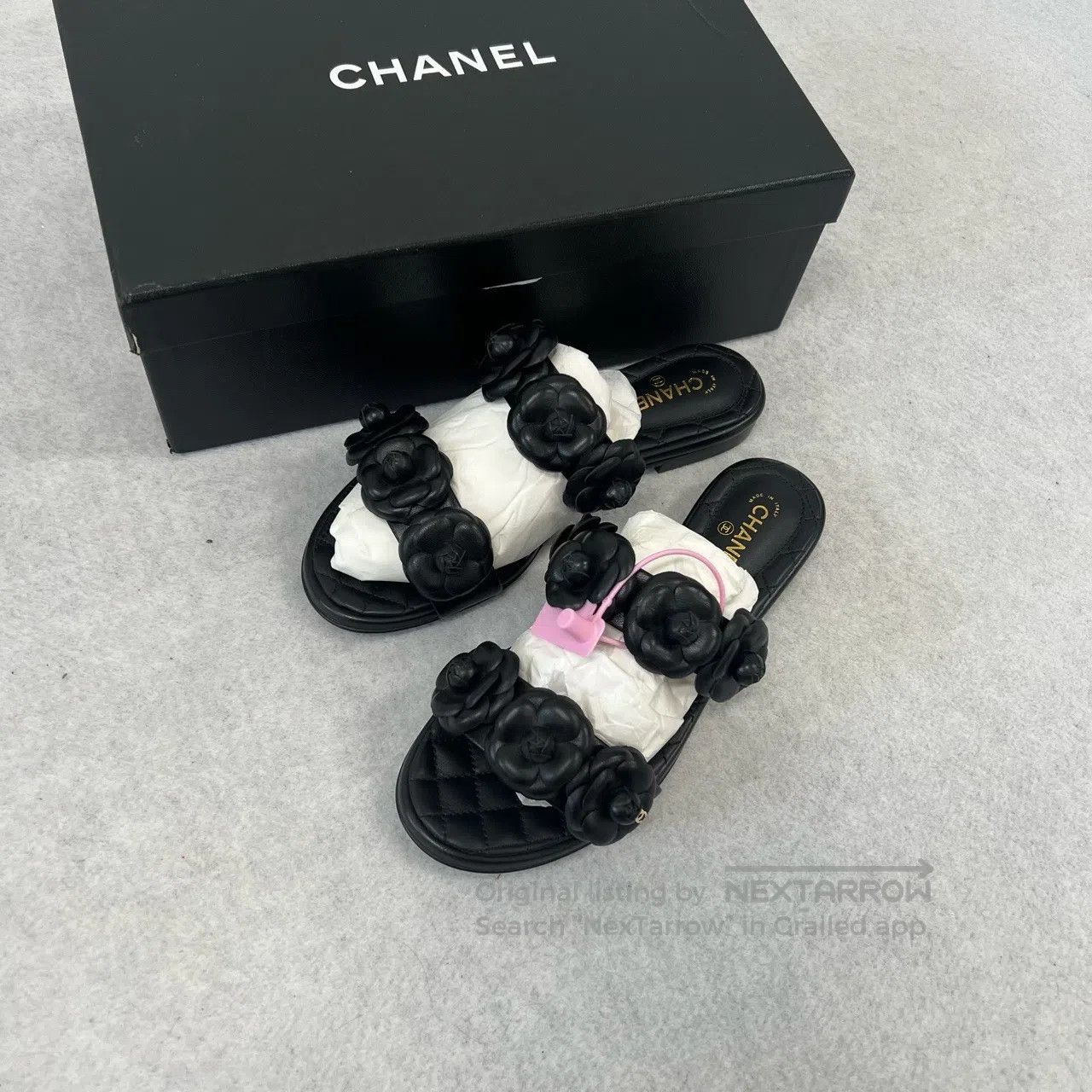 Chanel Chanel Camellia dia`mond-patterned slippers| Size US 5 / IT 35 - 1 Thumbnail