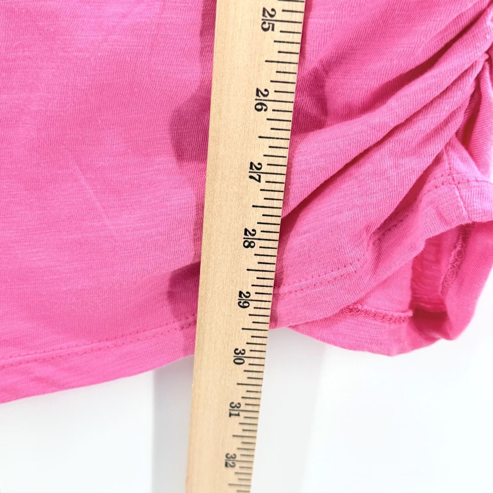 Pinko Feathers Shirt Womens 3X Pink V Neck Short Sleeve Ruched Cotton Casual Soft Top Size XXL / US 16-18 / IT 52-54 - 6 Thumbnail