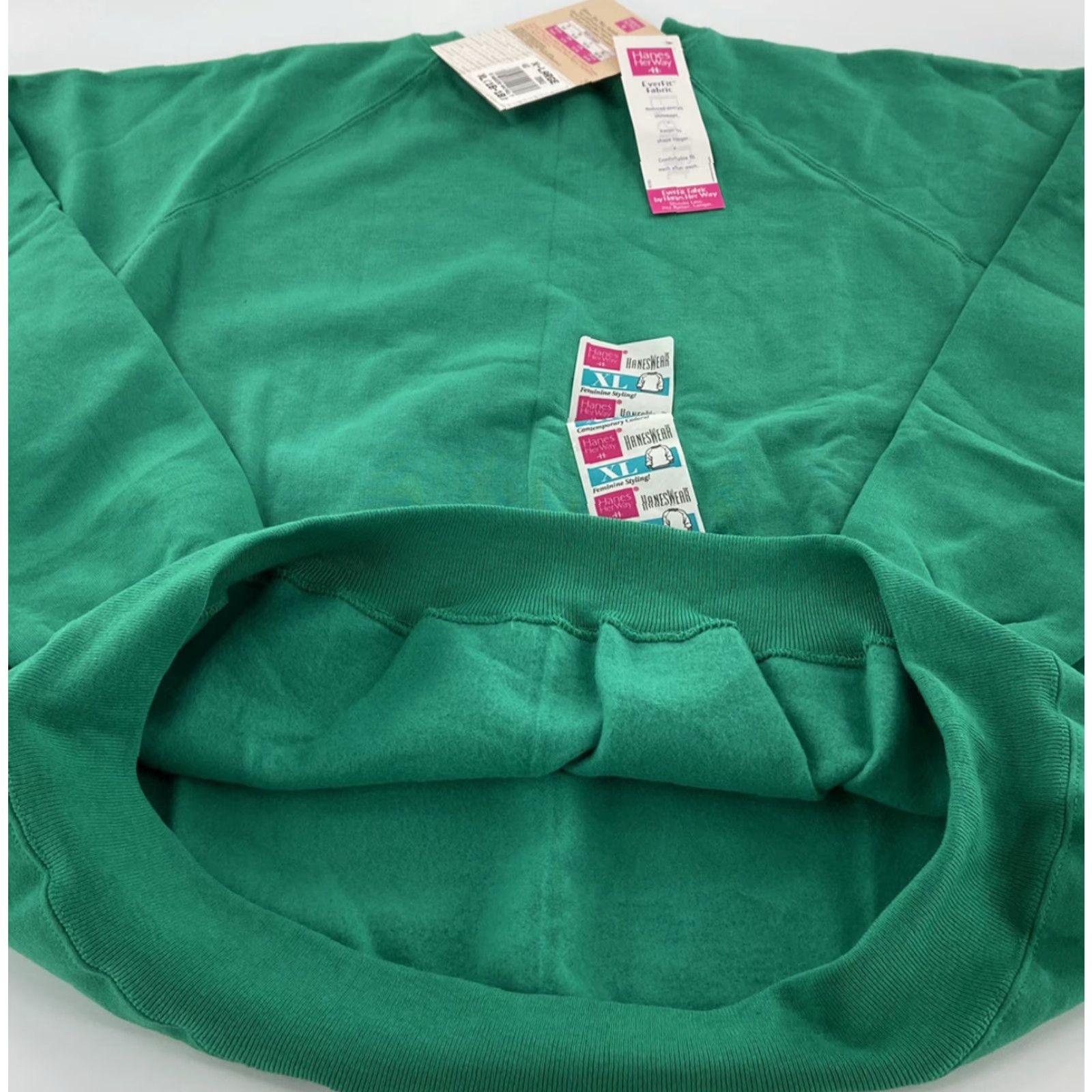 Hanes VINTAGE Hanes Sweater Womens Extra Large Green Solid Fleece Pullover XL Body: Organic Cotton, Polyester? Wait. Size XL / US 12-14 / IT 48-50 - 3 Thumbnail