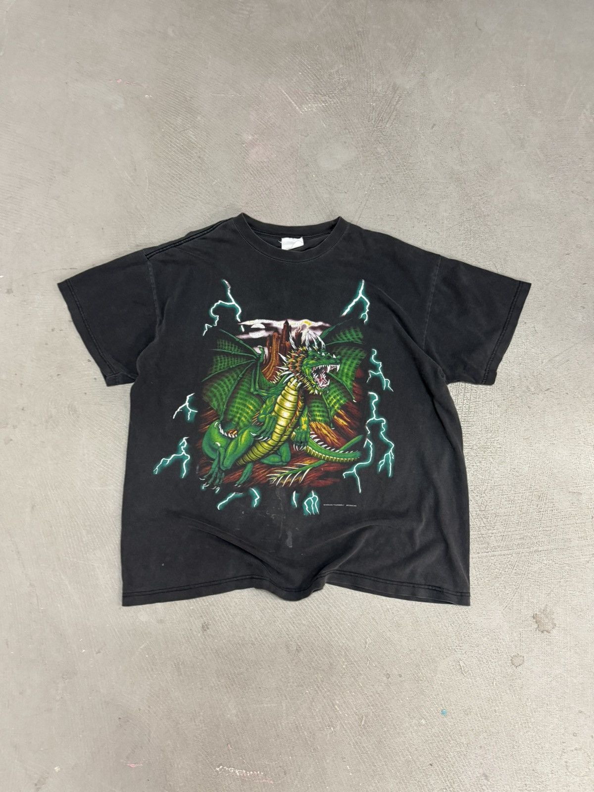 image of Made In USA x Vintage Usa Thunder Dragon Tee in Black, Men's (Size XL)