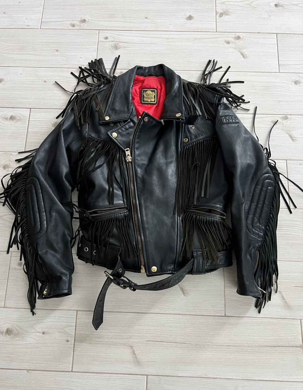 Vintage IXS Leather Fringe Motorcycle Jacket Black Vintage Biker M Size US M / EU 48-50 / 2 - 2 Thumbnail
