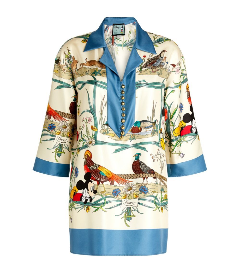 Disney × Gucci Gucci x Disney Silk Shirt Blouse Mickey Mouse Size M / US 6-8 / IT 42-44 - 2 Thumbnail