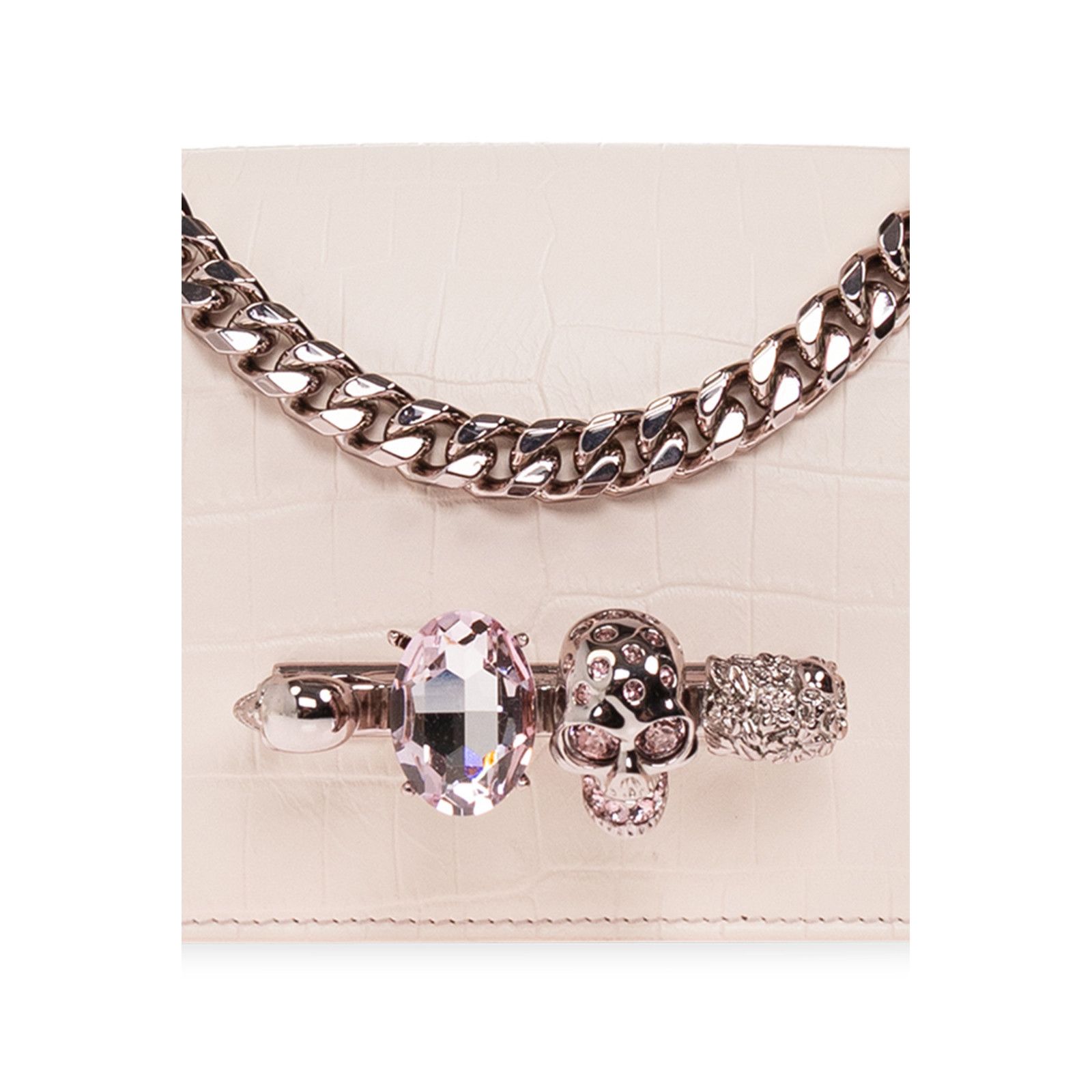 Alexander McQueen ALEXANDER MCQUEEN $2950 Jewelled Shell Pink Embossed Leather Size ONE SIZE - 5 Thumbnail