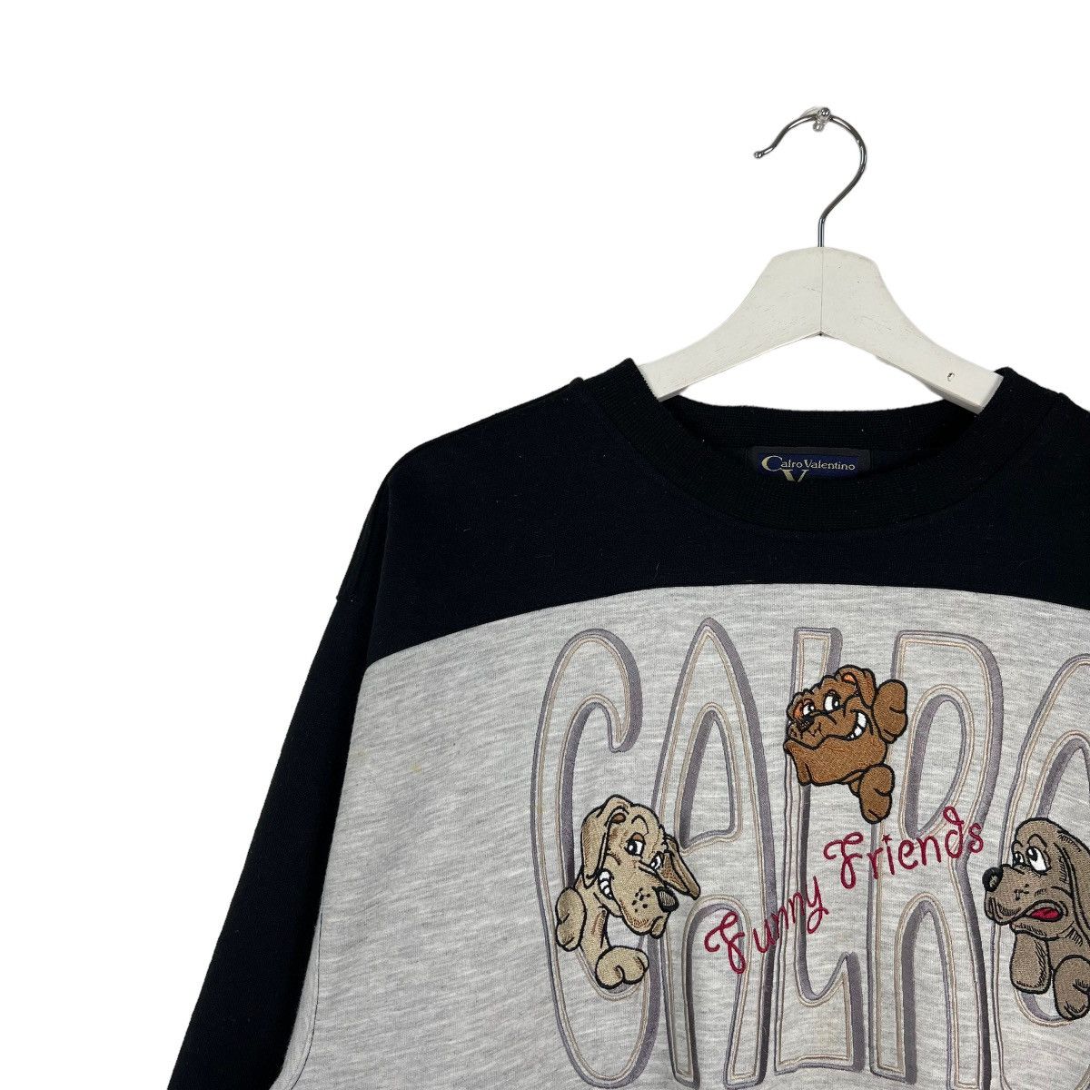 Japanese Brand 🔥 CALRO VALENTINO EMBROIDERY BIG LOGO SWEAT JUMPER Size US L / EU 52-54 / 3 - 4 Thumbnail