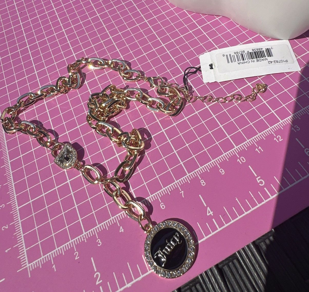 Juicy Couture Juicy Couture gold chain black charm logo diamonds paved Size ONE SIZE - 2 Thumbnail
