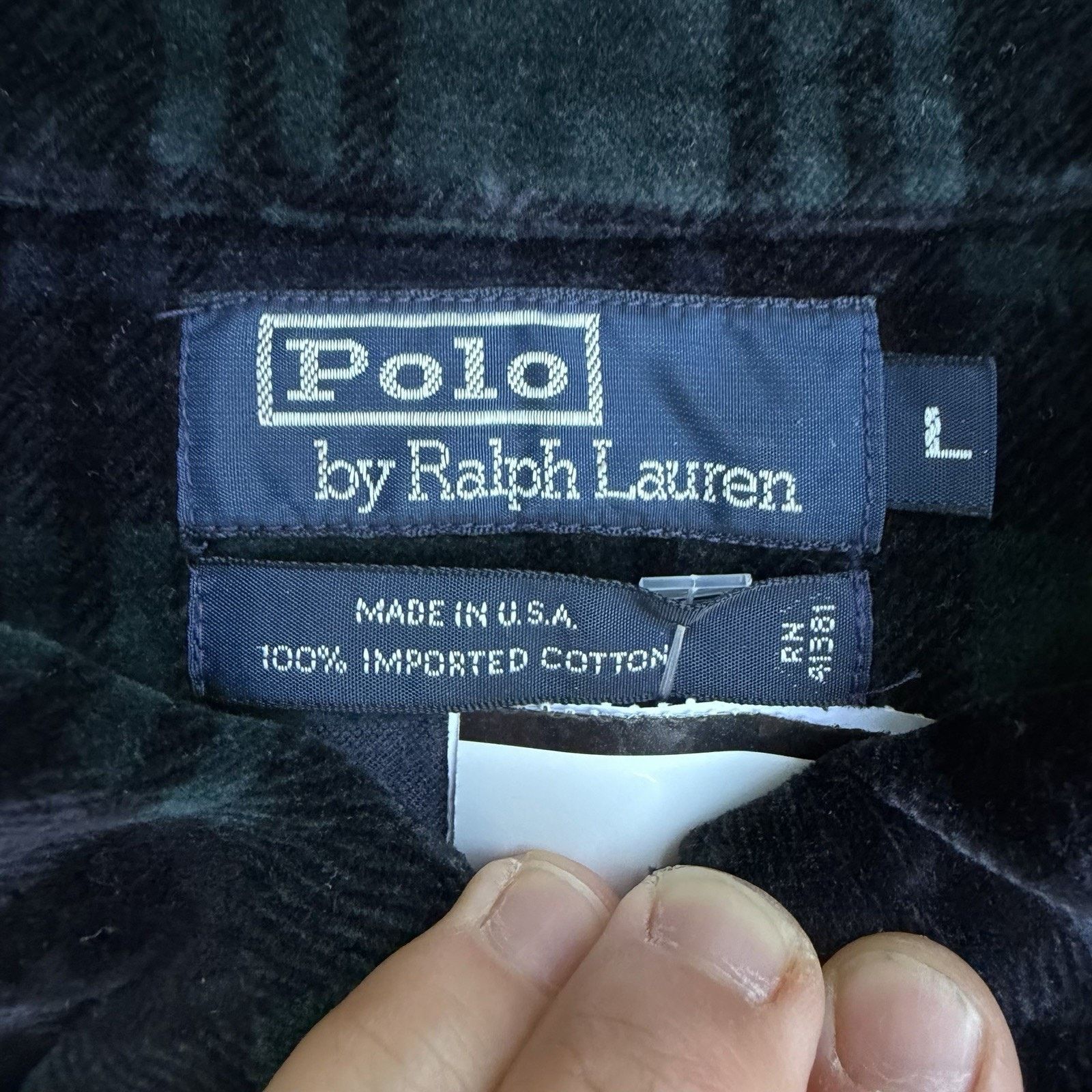 Polo Ralph Lauren × Vintage Vintage 90s Polo Ralph Lauren Plaid Velour Flannel Shirt Size US L / EU 52-54 / 3 - 5 Thumbnail